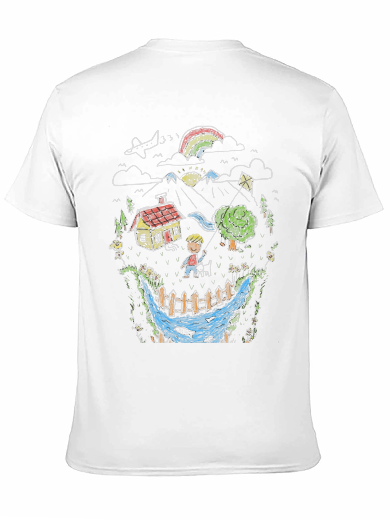 Whimsical Landscape Graphic Tee - Black Cotton Blend