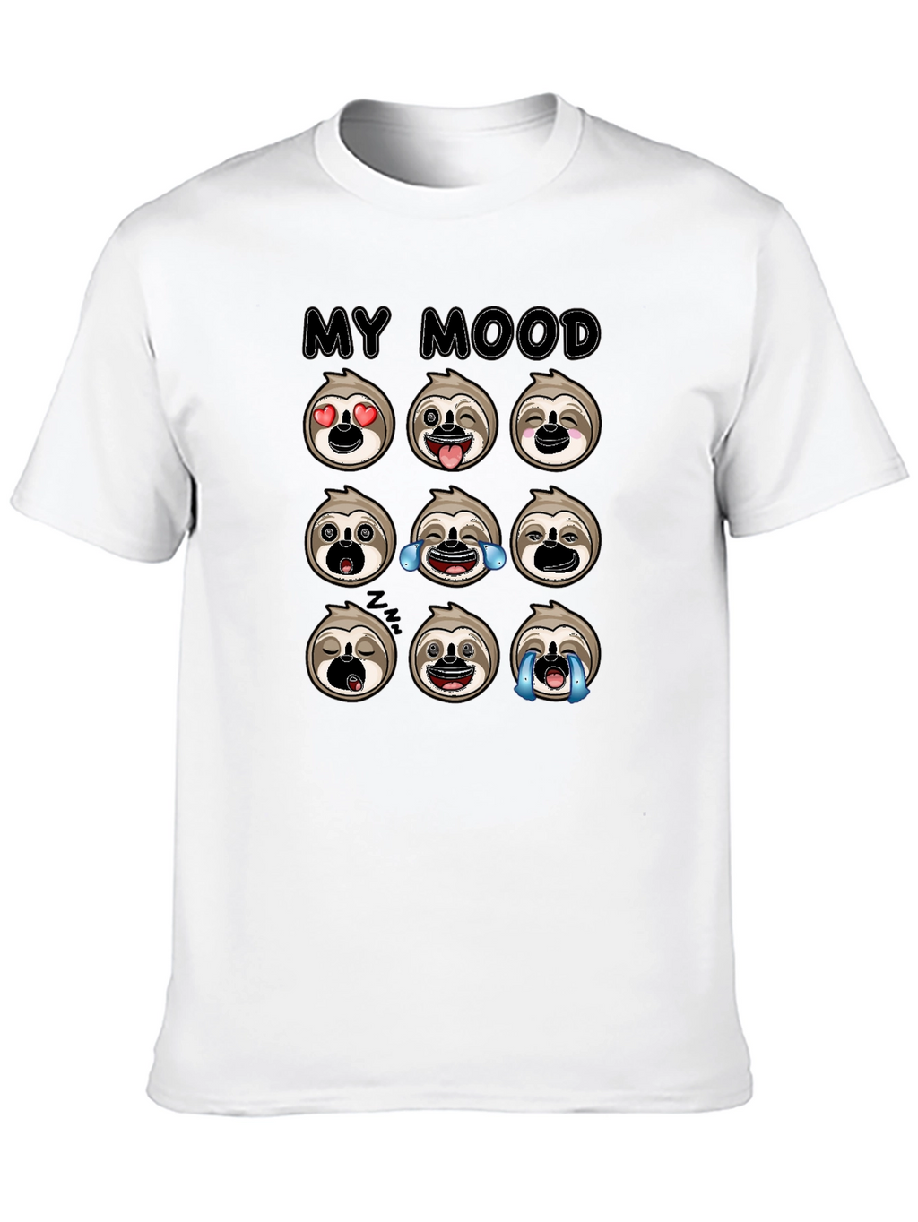 Sloth Mood Emoji Black Graphic Tee