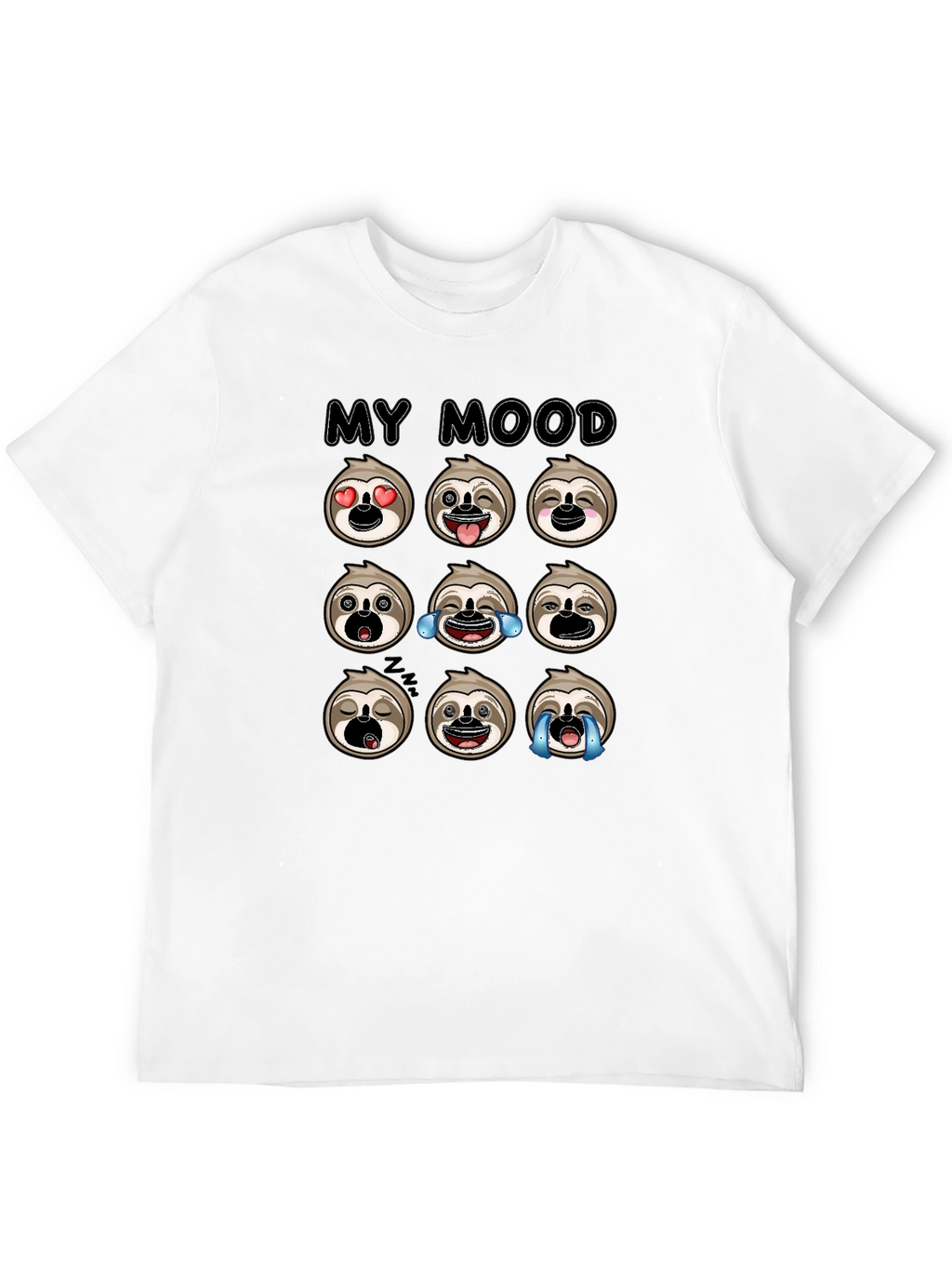 Sloth Mood Emoji Black Graphic Tee