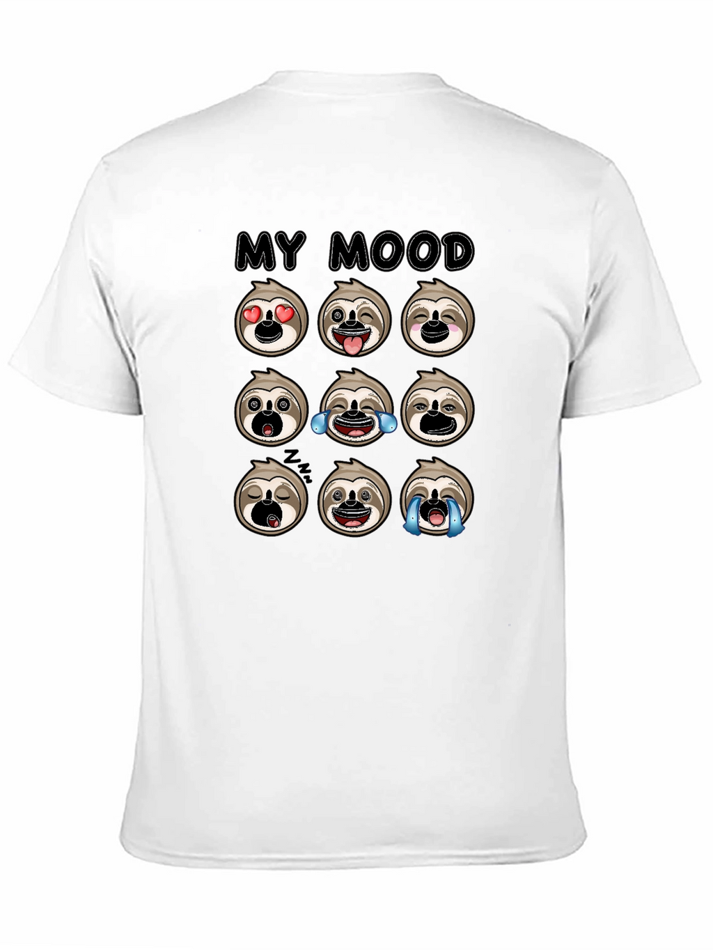 Sloth Mood Emoji Black Graphic Tee
