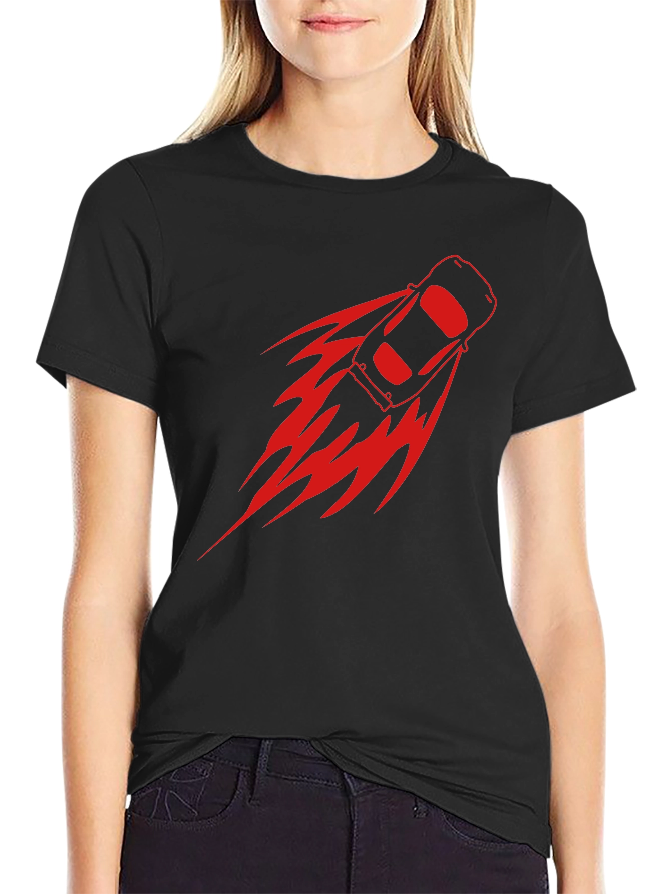 Mens Black T-Shirt with Racing Car Graphic