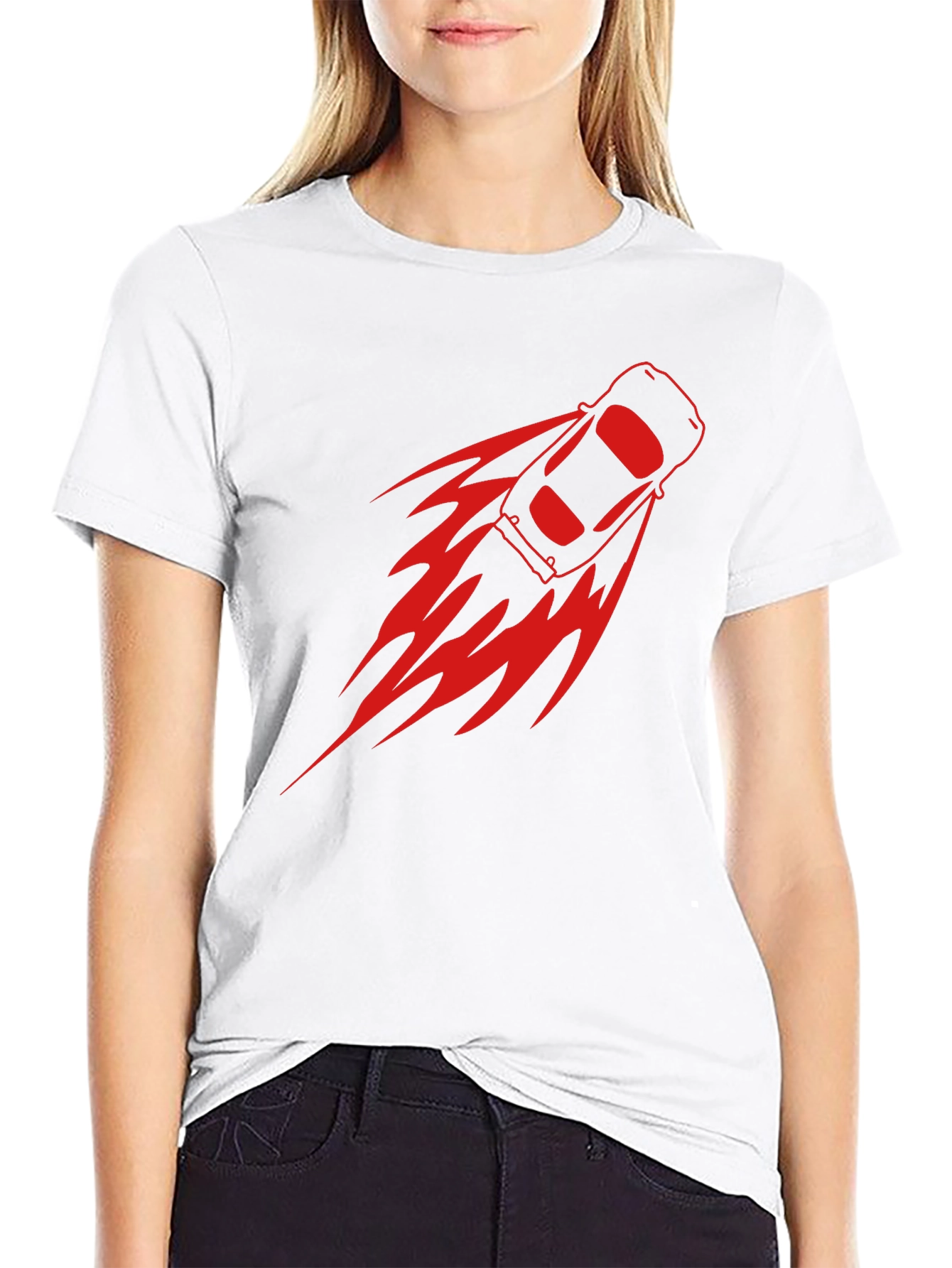 Mens Black T-Shirt with Racing Car Graphic
