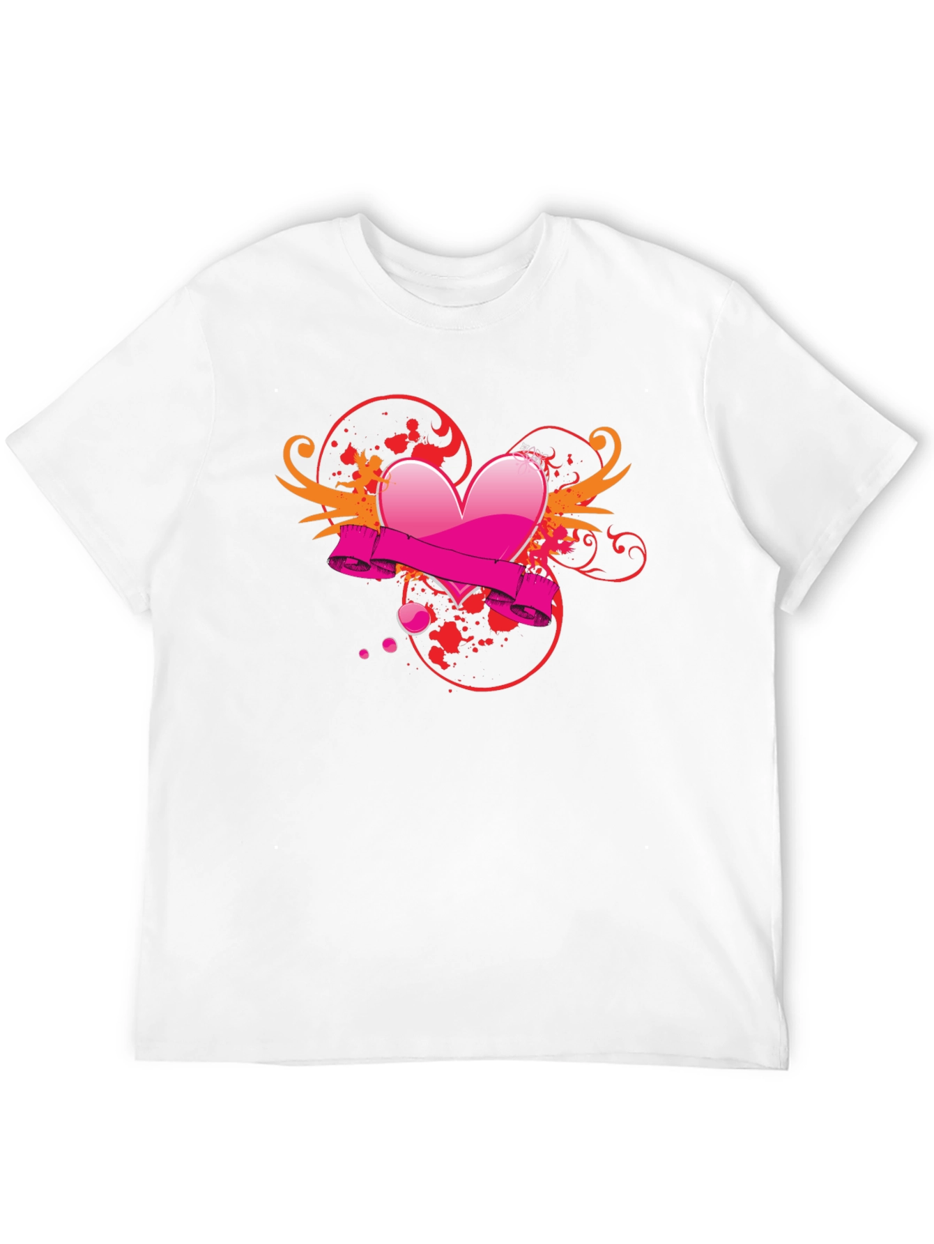 Black T-Shirt with Heart Graphic