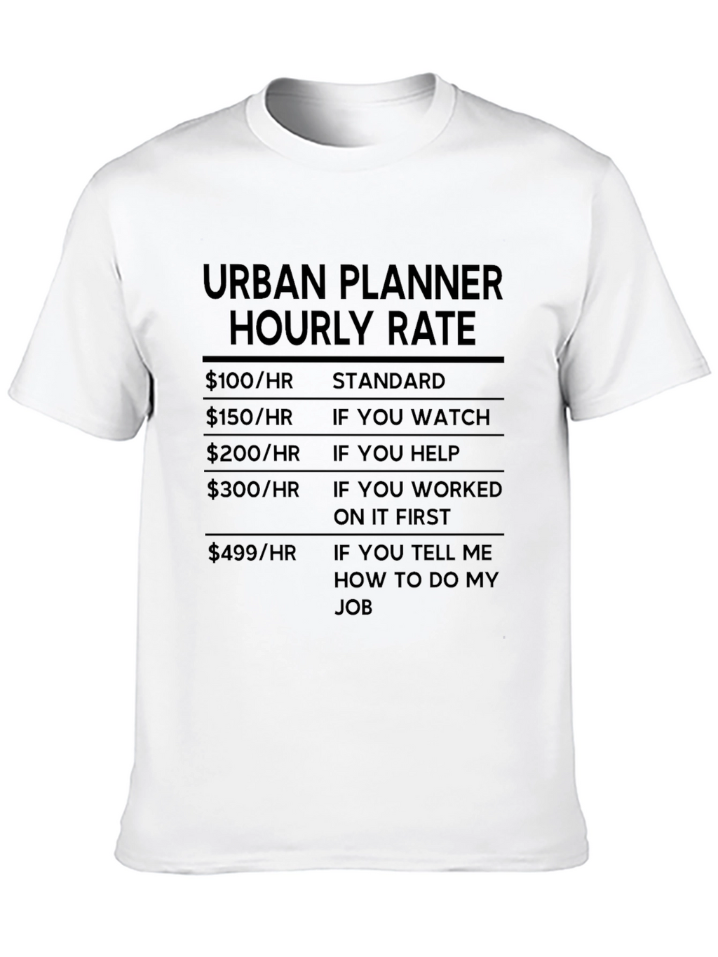 Urban Planner Hourly Rate T-Shirt