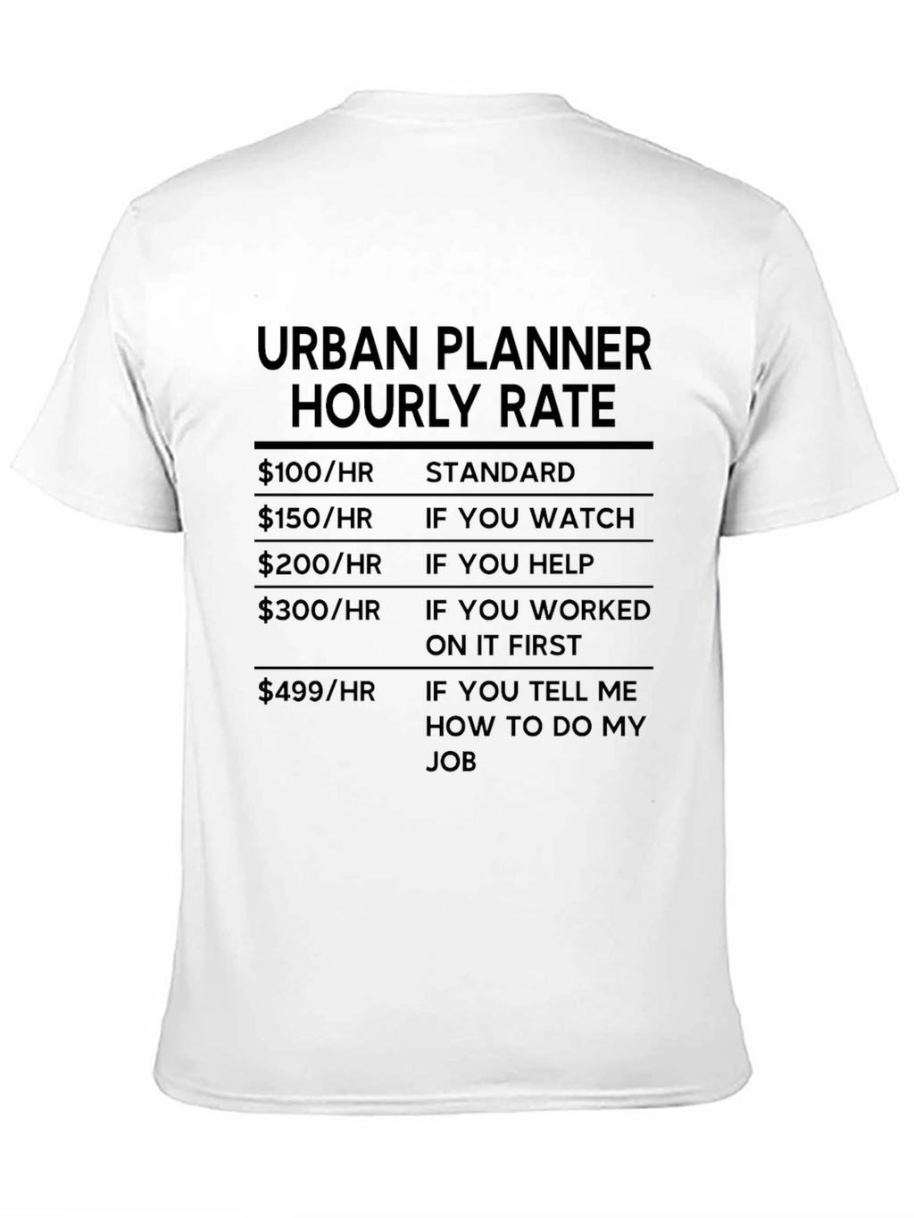 Urban Planner Hourly Rate T-Shirt