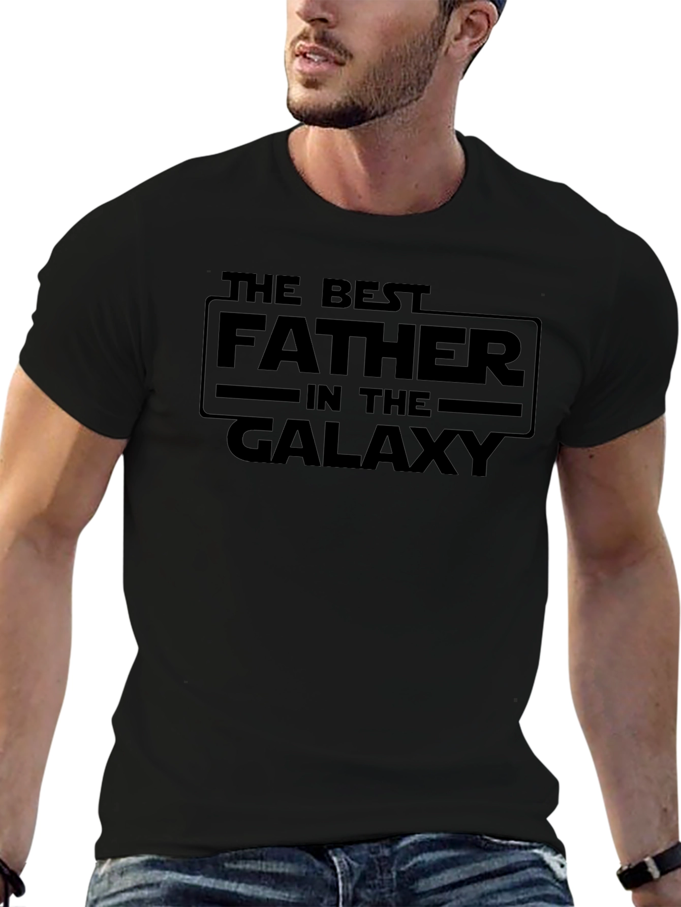 Best Father in the Galaxy Black Graphic Tee