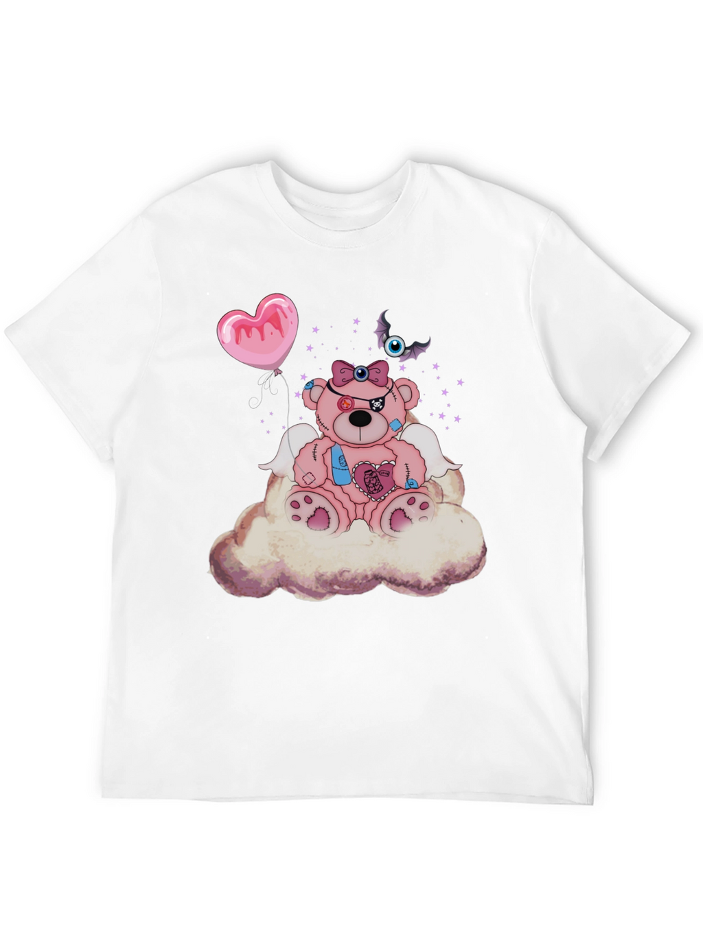 Creepy Cute Teddy Bear on Cloud T-Shirt