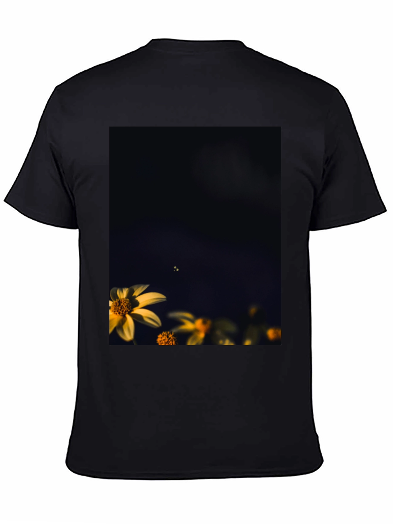 Floral Print Black Cotton Tee - Modern Casual Style