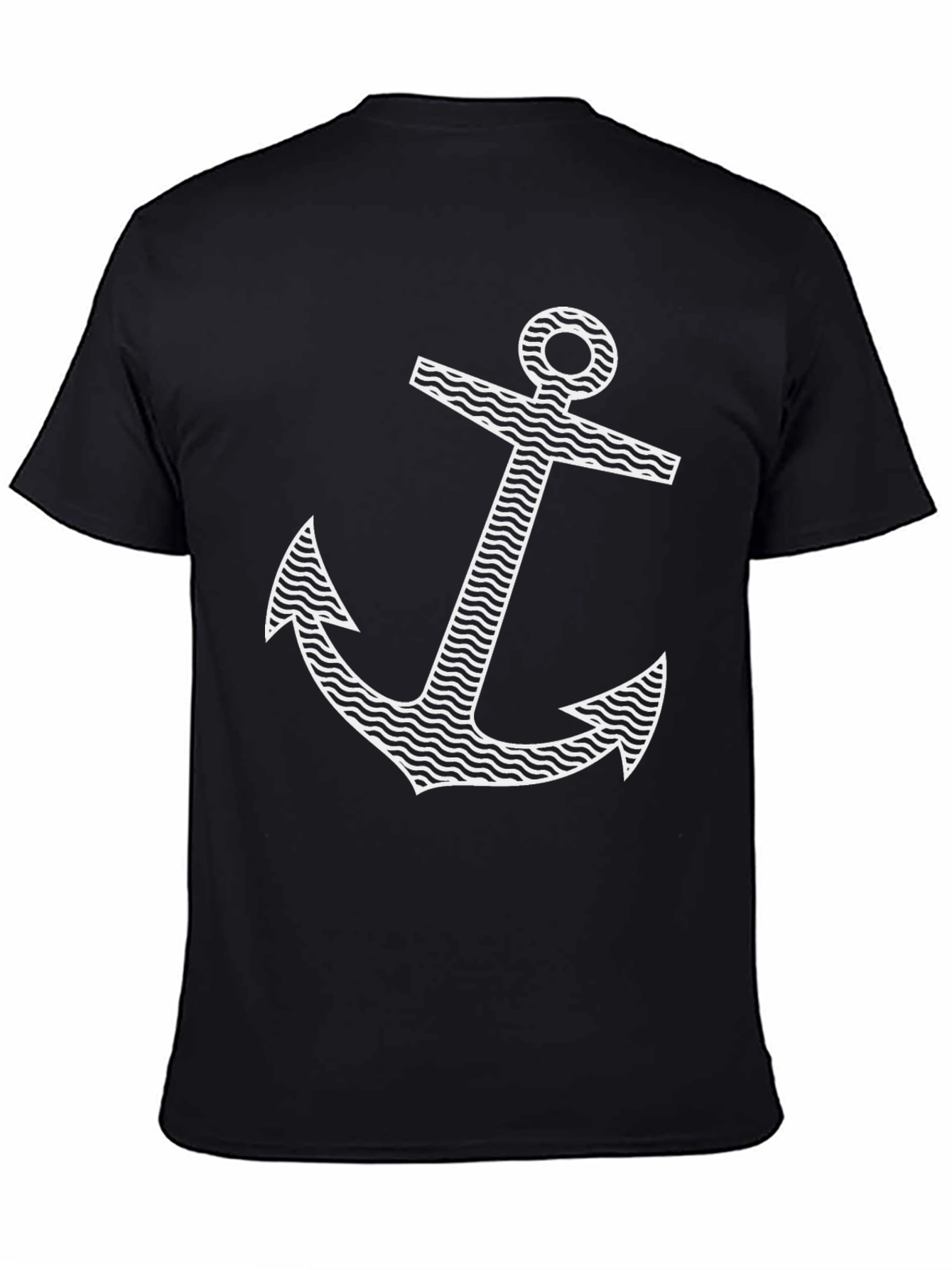 Nautical Anchor Graphic Tee - Black Cotton Blend