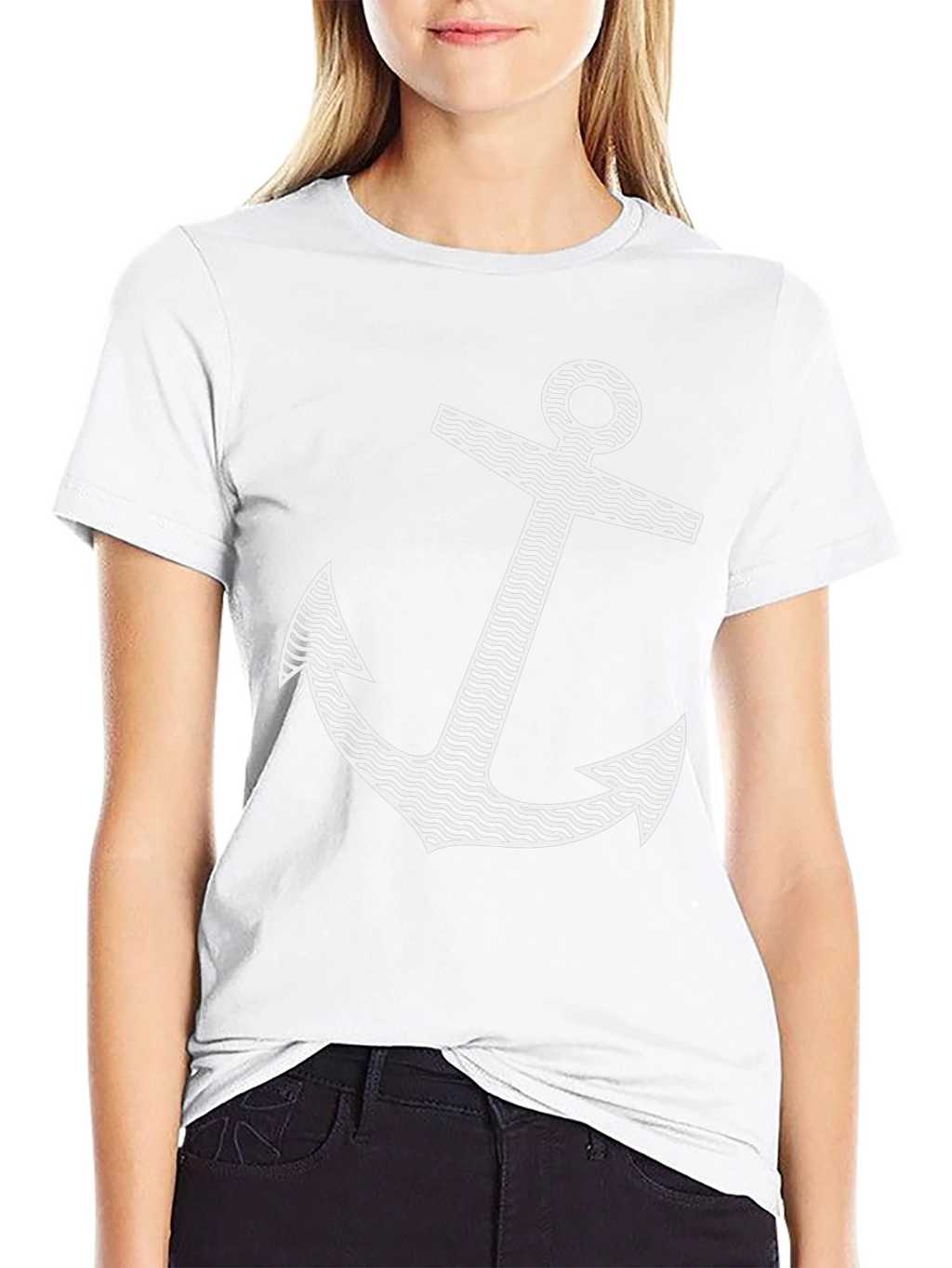 Nautical Anchor Graphic Tee - Black Cotton Blend