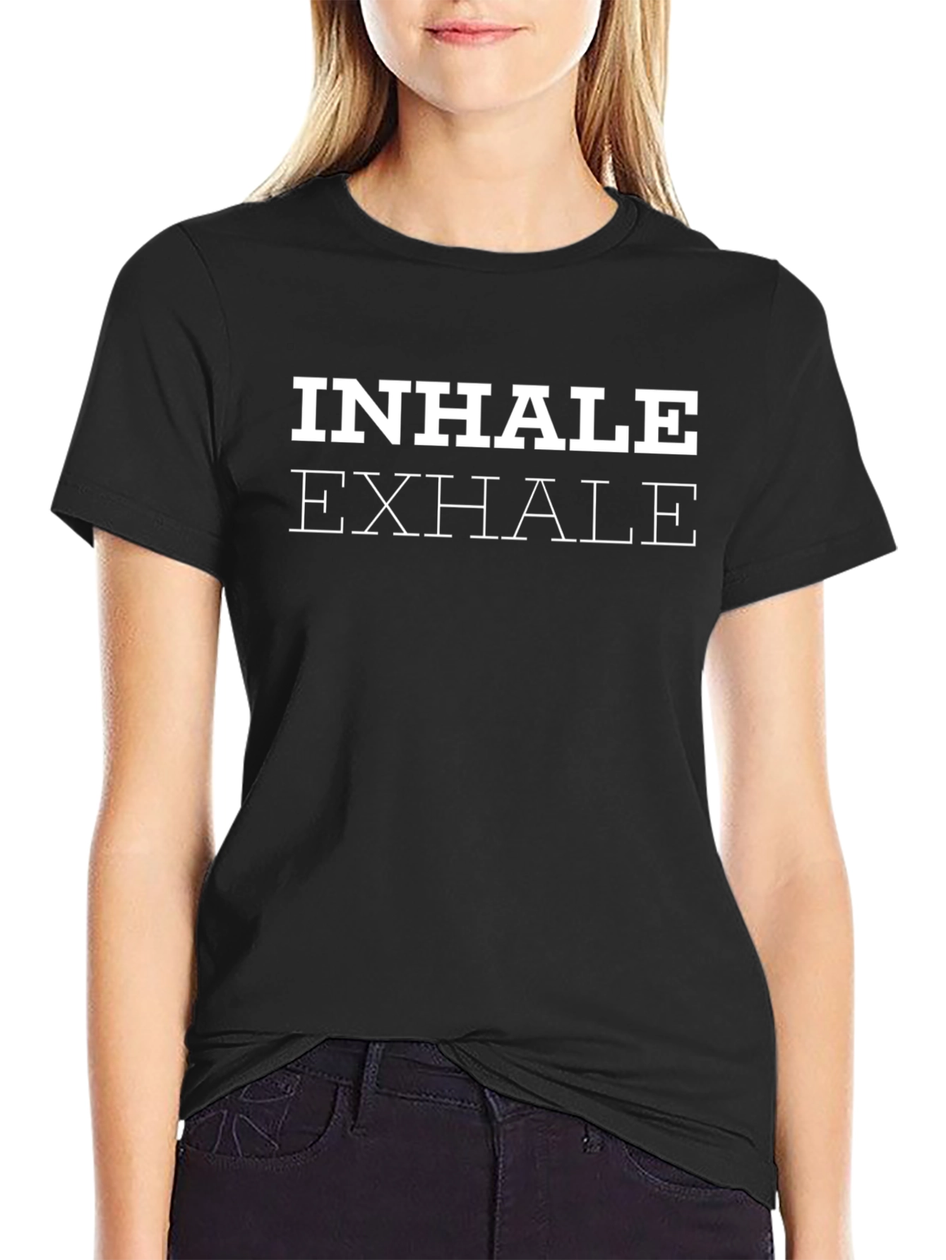 Inhale Exhale Graphic Tee - Black Cotton T-Shirt