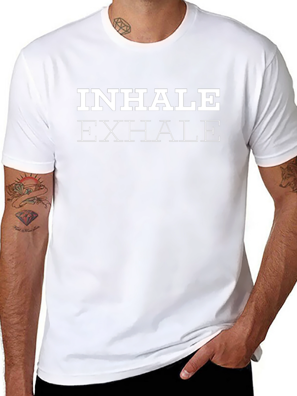 Inhale Exhale Graphic Tee - Black Cotton T-Shirt