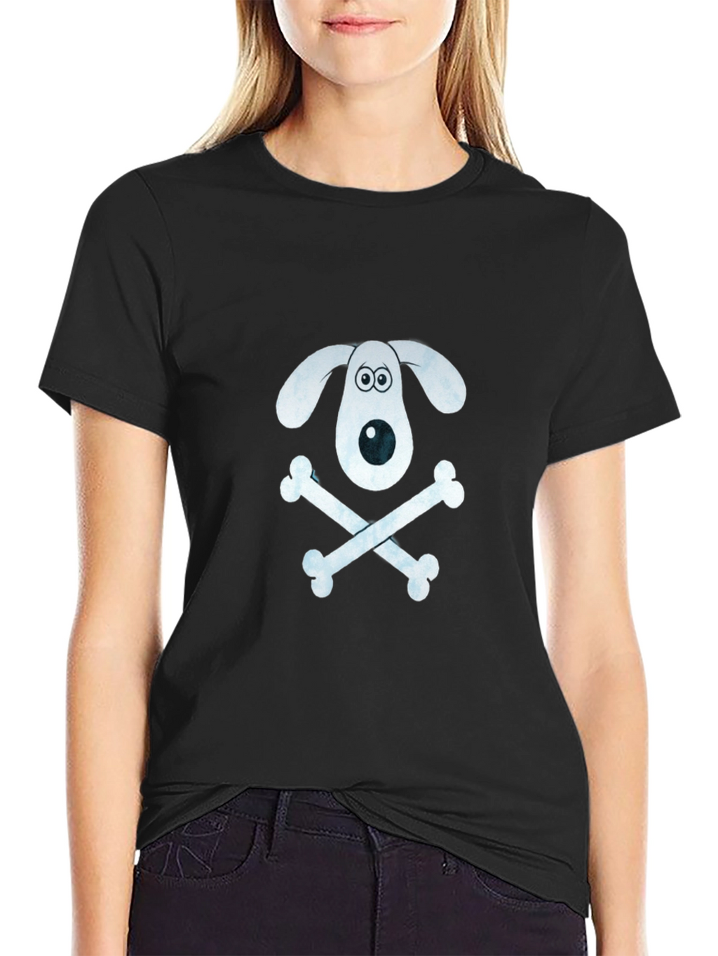 Dog & Bones Graphic T-Shirt - Black Cotton