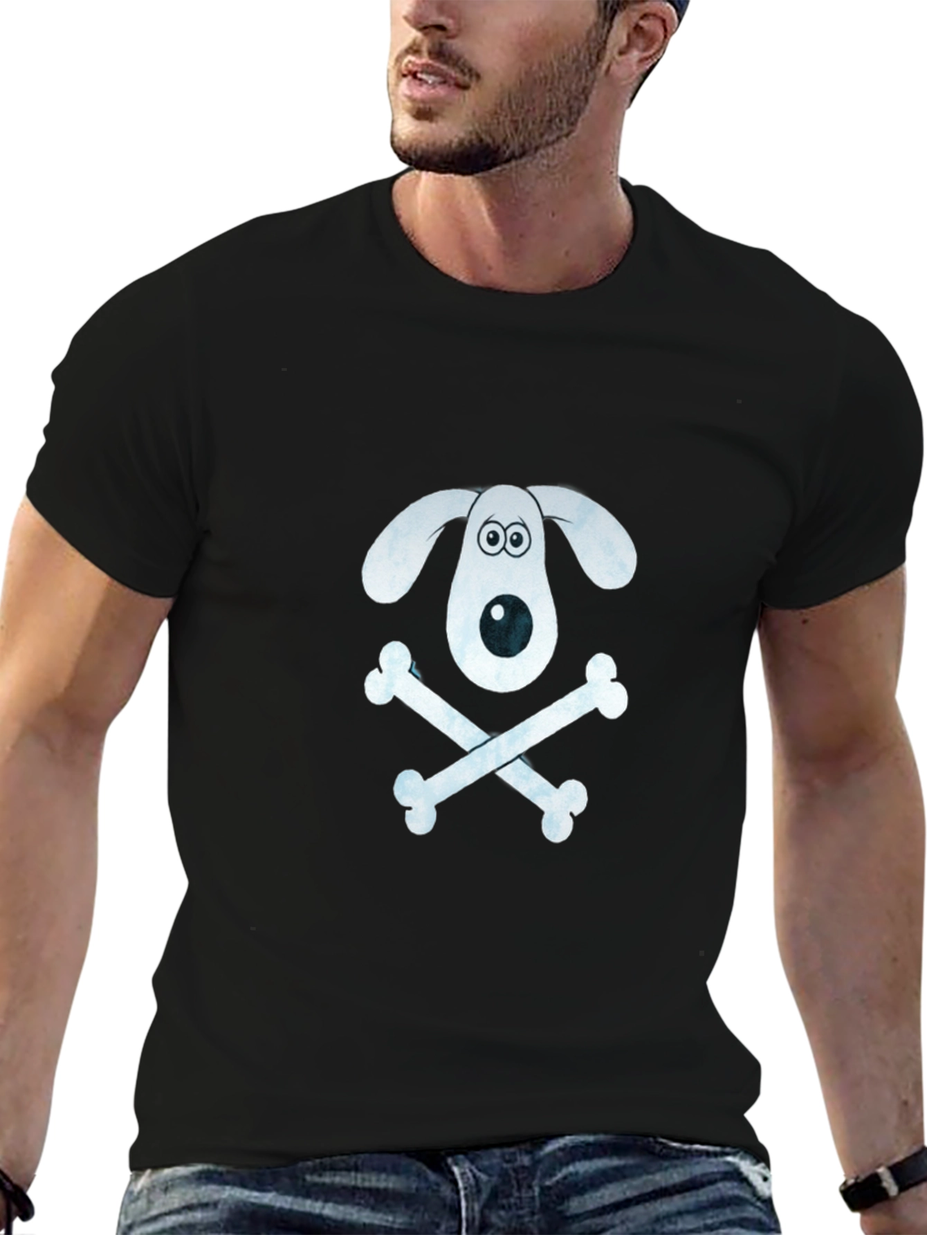 Dog & Bones Graphic T-Shirt - Black Cotton