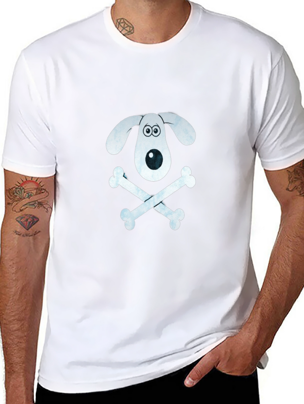 Dog & Bones Graphic T-Shirt - Black Cotton
