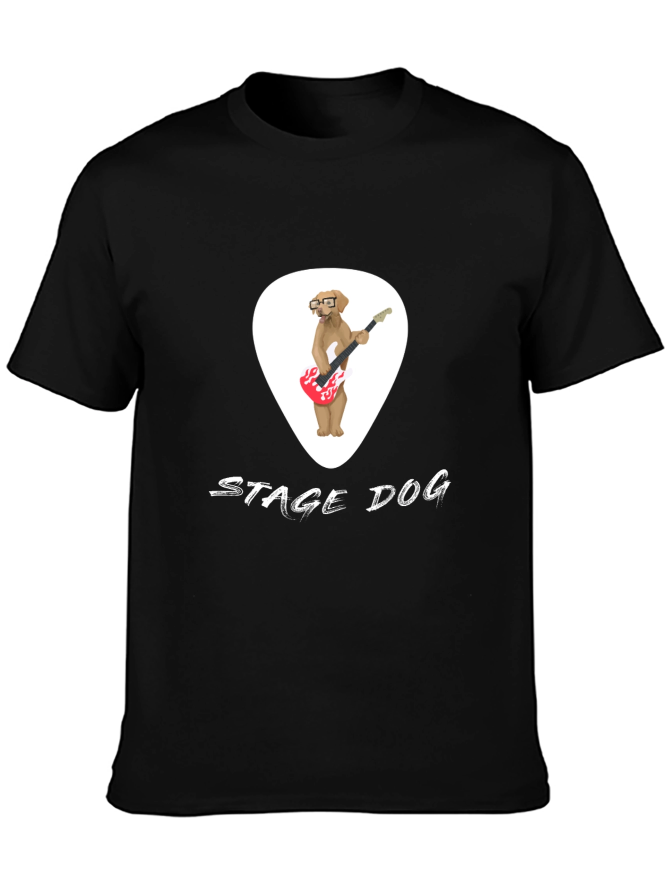 Stage Dog T-Shirt - Rockin Canine Guitarist