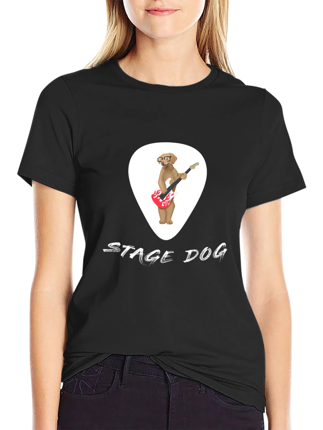Stage Dog T-Shirt - Rockin Canine Guitarist