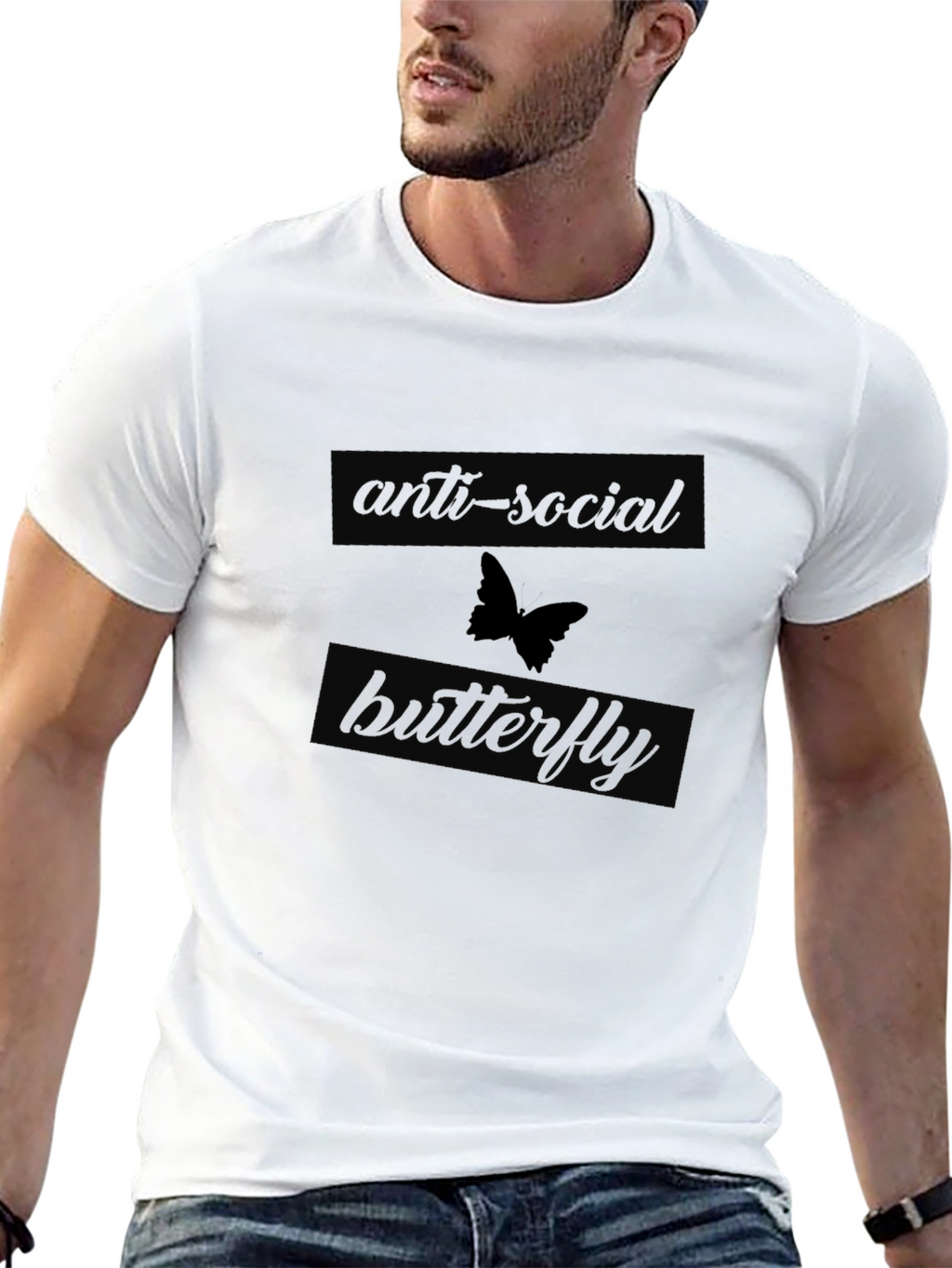 Anti-Social Butterfly Graphic T-Shirt