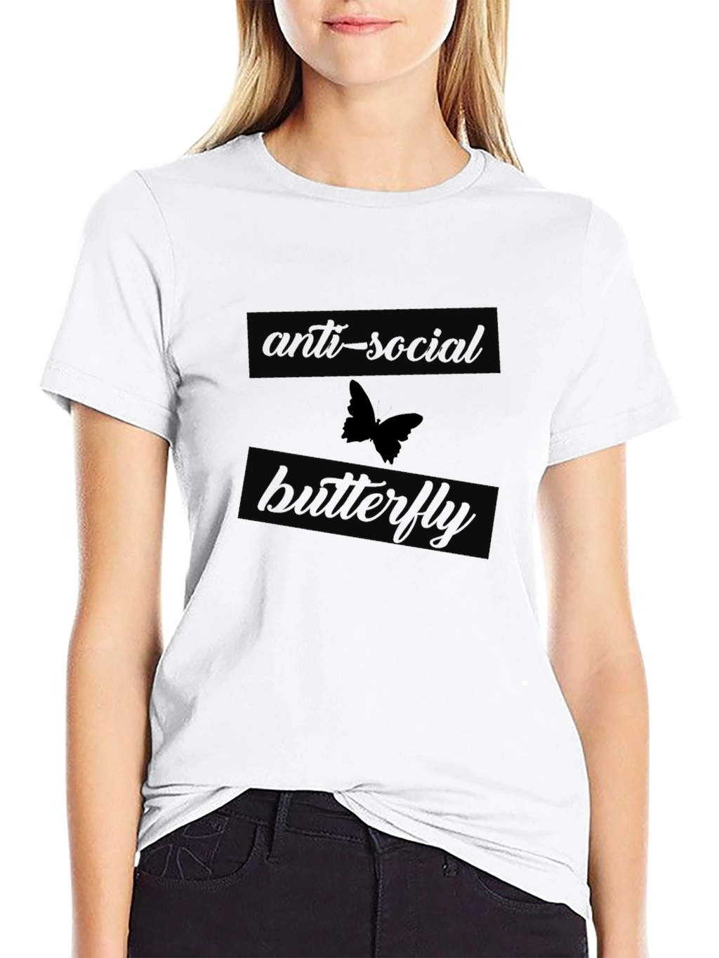 Anti-Social Butterfly Graphic T-Shirt