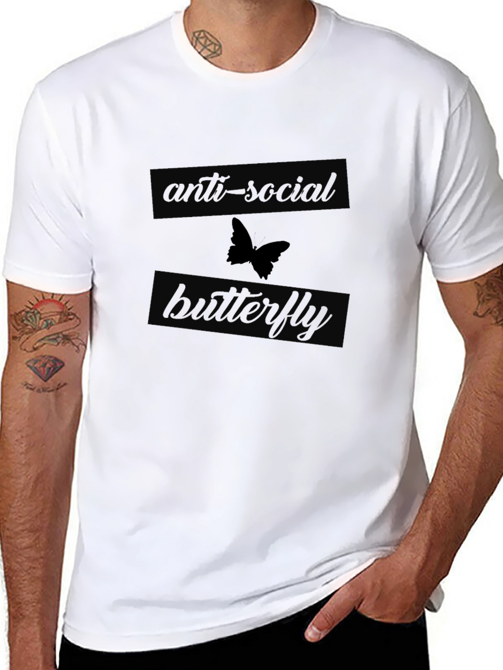 Anti-Social Butterfly Graphic T-Shirt