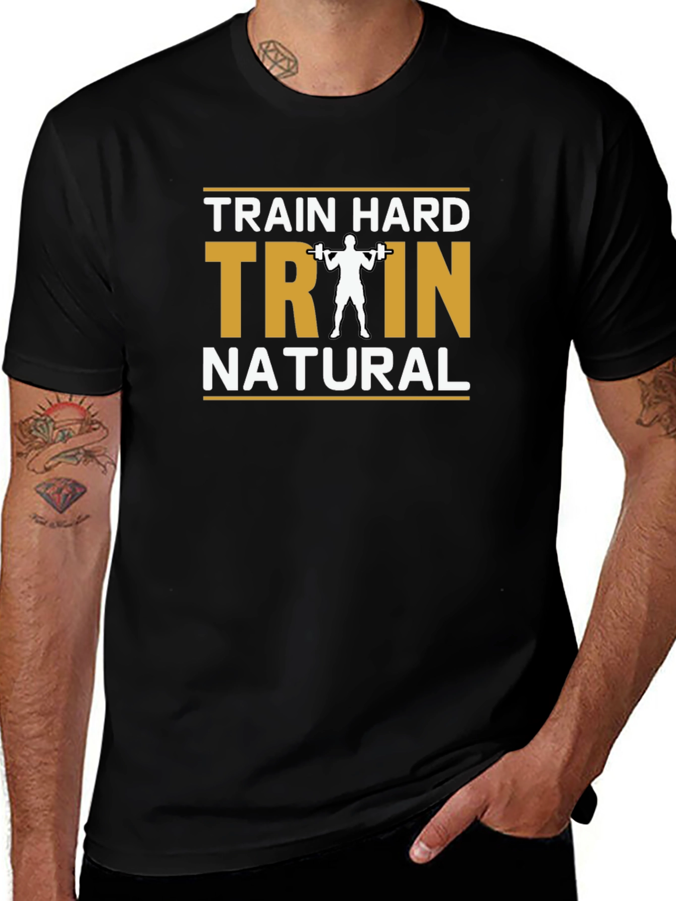 Train Hard Train Natural Black T-Shirt