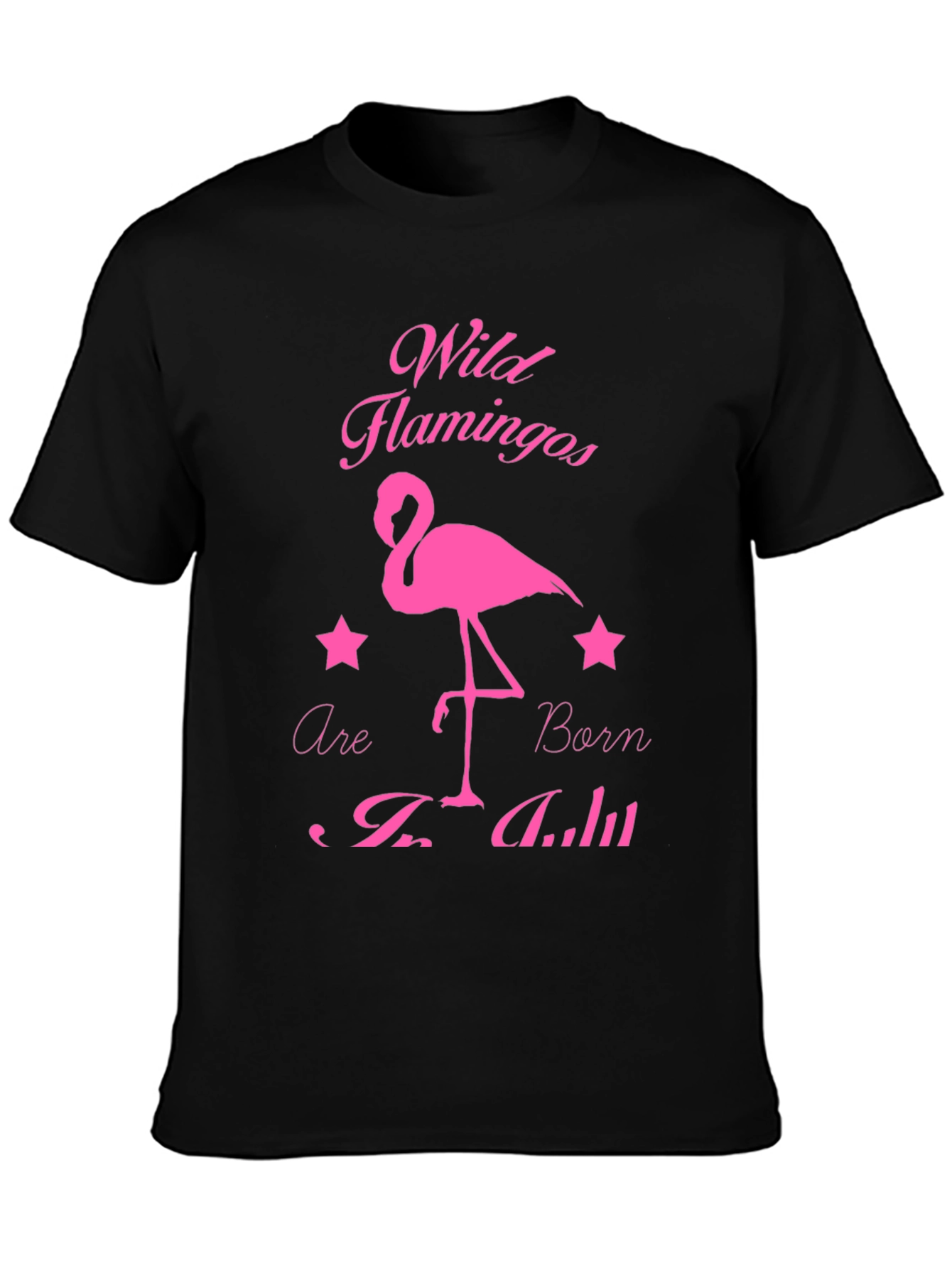 Wild Flamingos Born in July Black T-Shirt