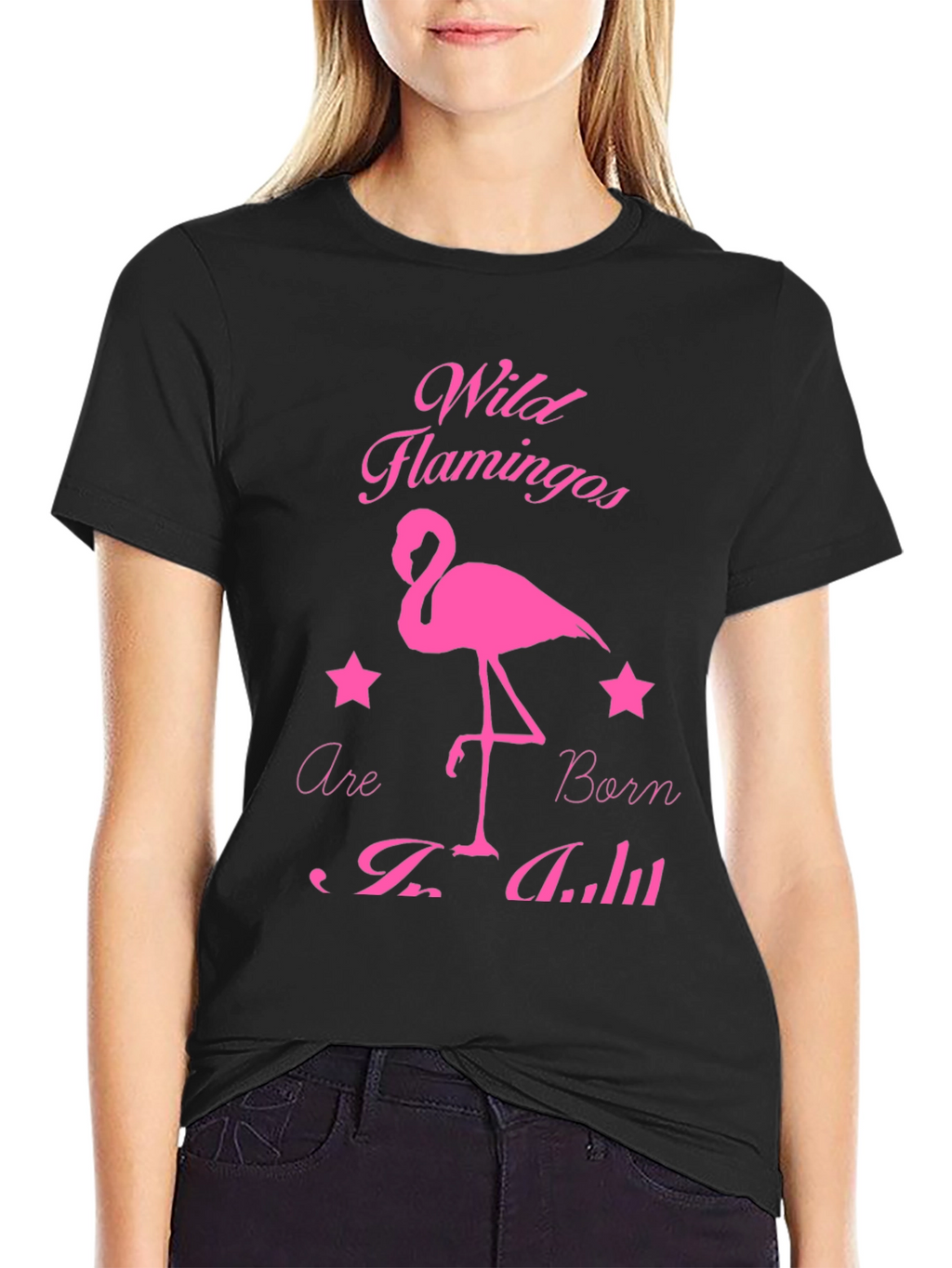 Wild Flamingos Born in July Black T-Shirt