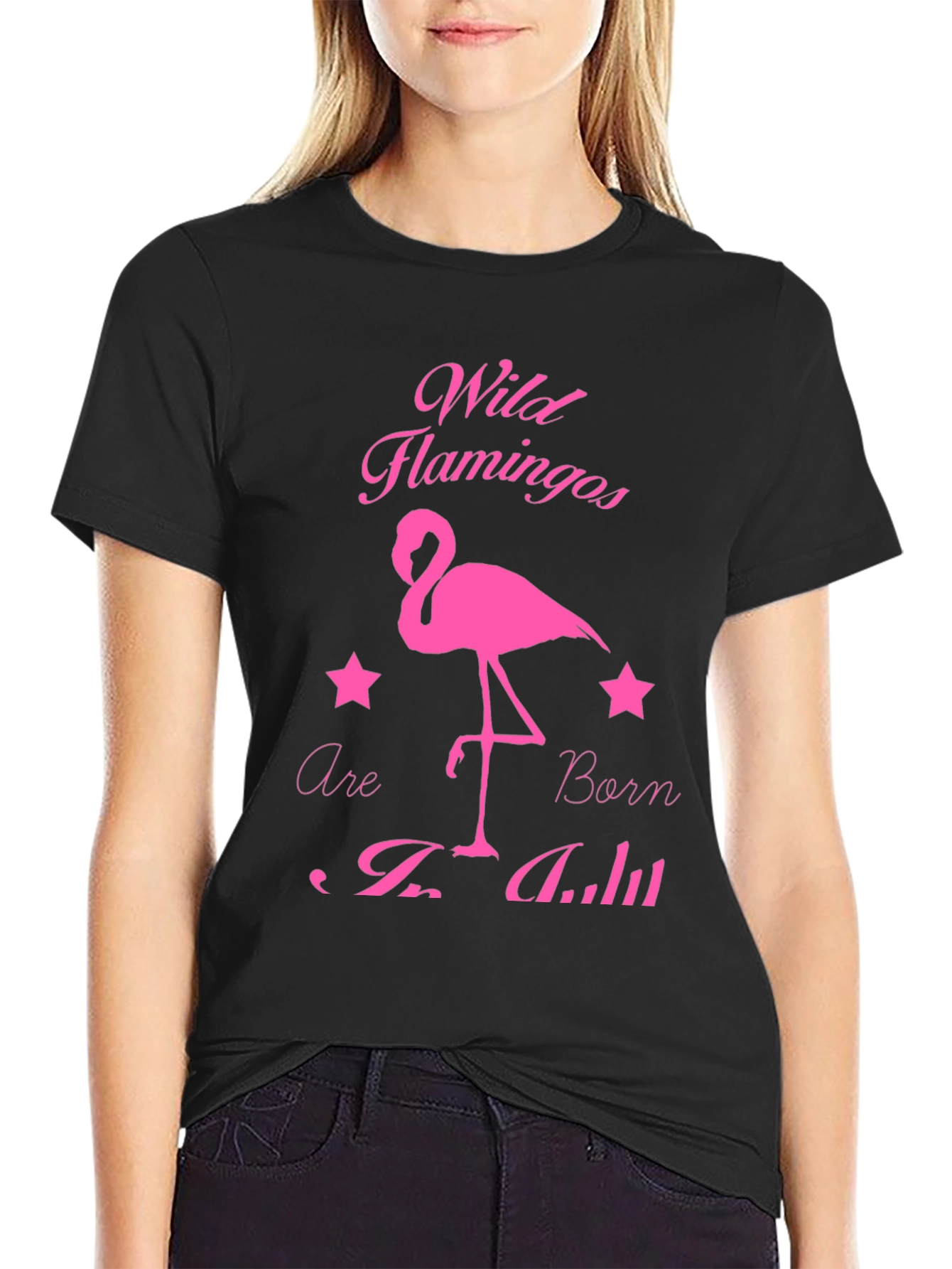 Wild Flamingos Born in July Black T-Shirt