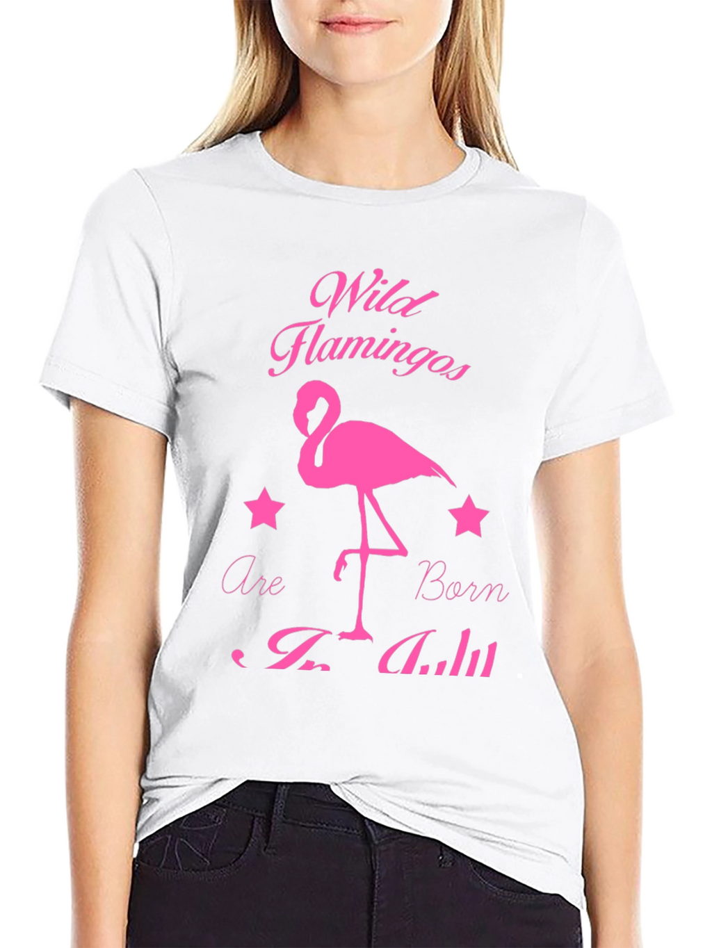 Wild Flamingos Born in July Black T-Shirt