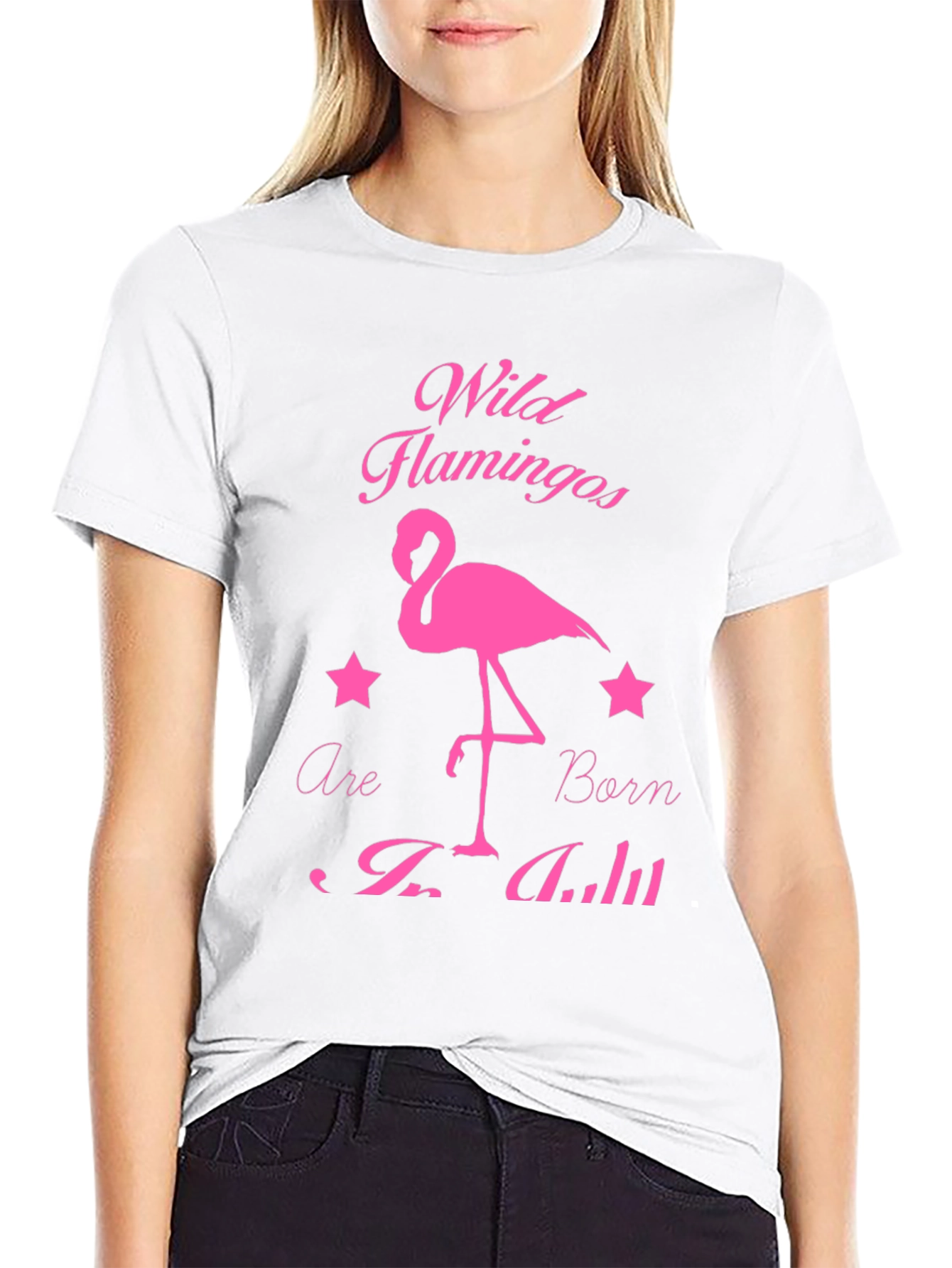 Wild Flamingos Born in July Black T-Shirt