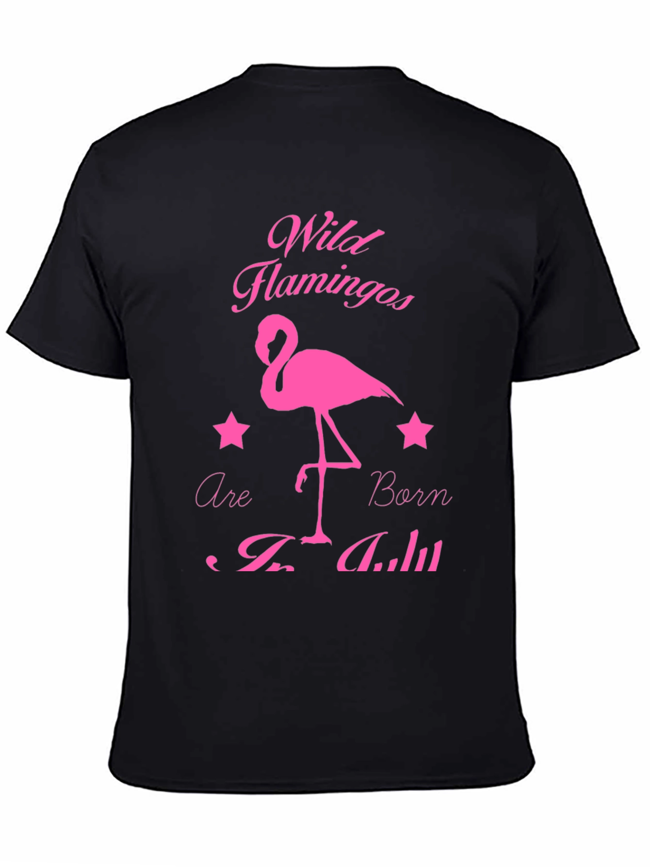 Wild Flamingos Born in July Black T-Shirt