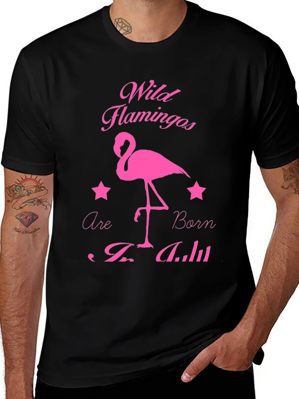 Wild Flamingos Born in July Black T-Shirt