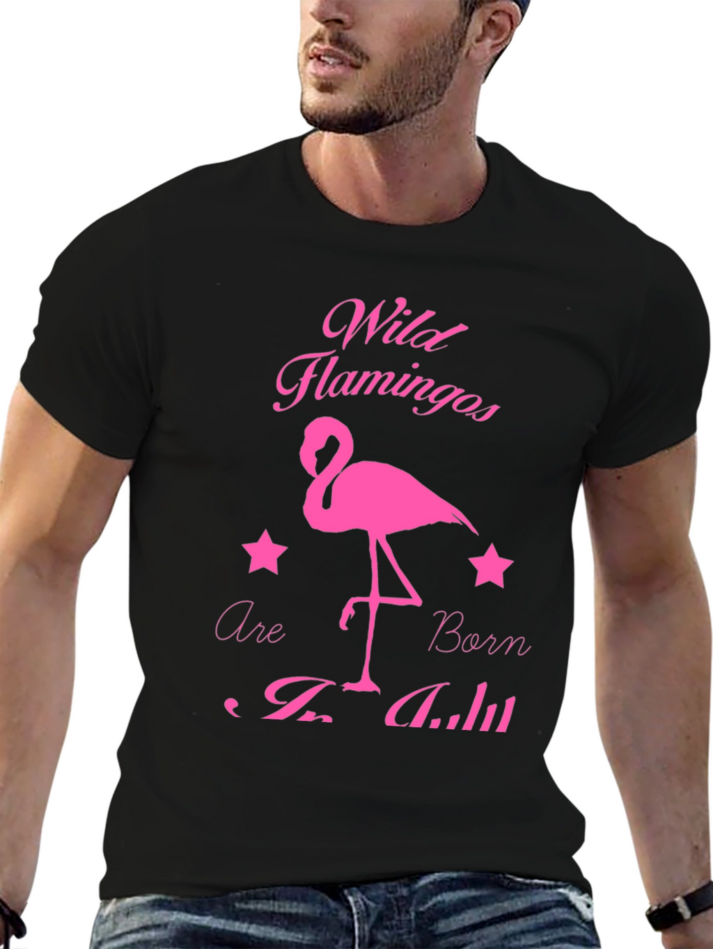 Wild Flamingos Born in July Black T-Shirt