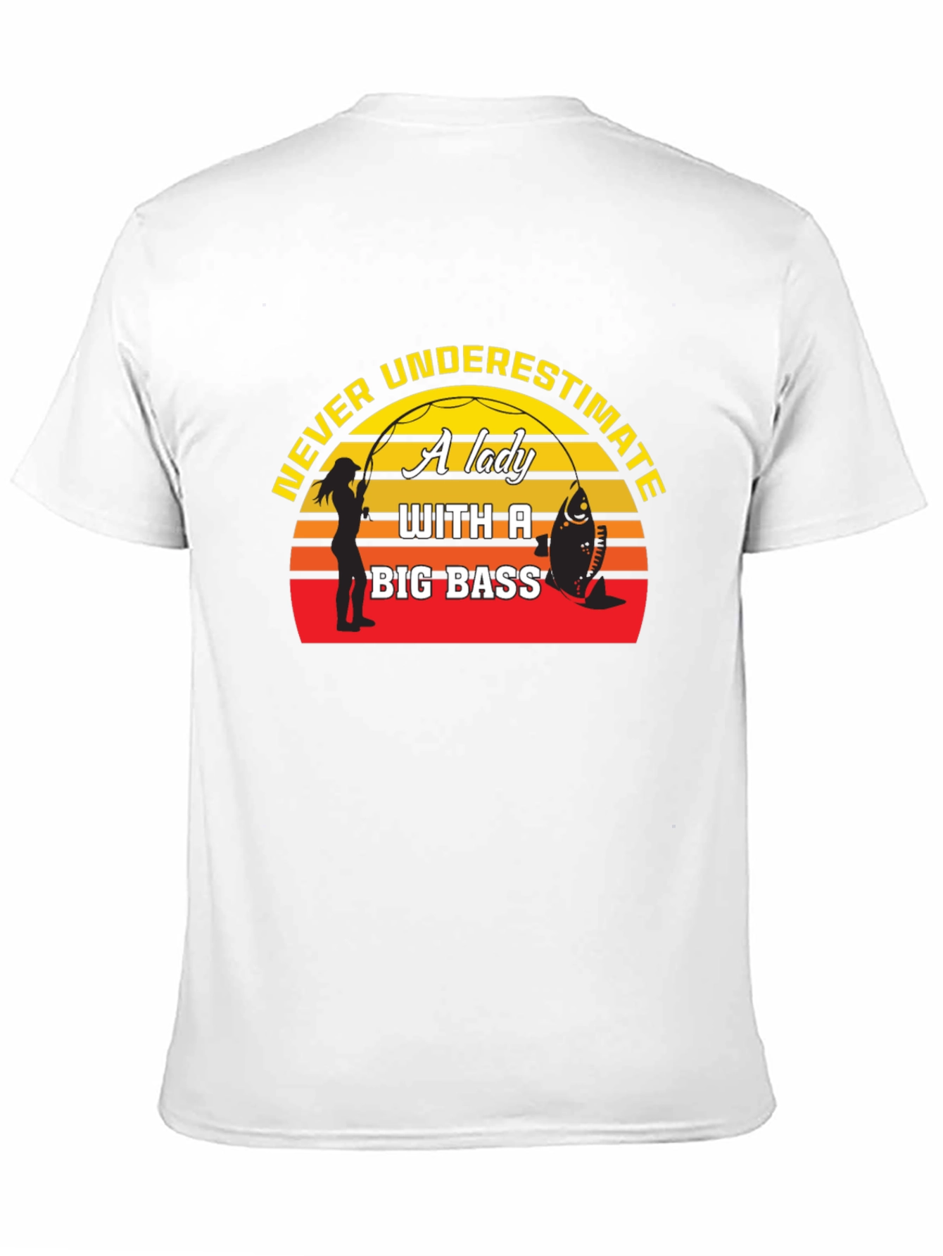 Never Underestimate Lady Big Bass Fishing T-Shirt