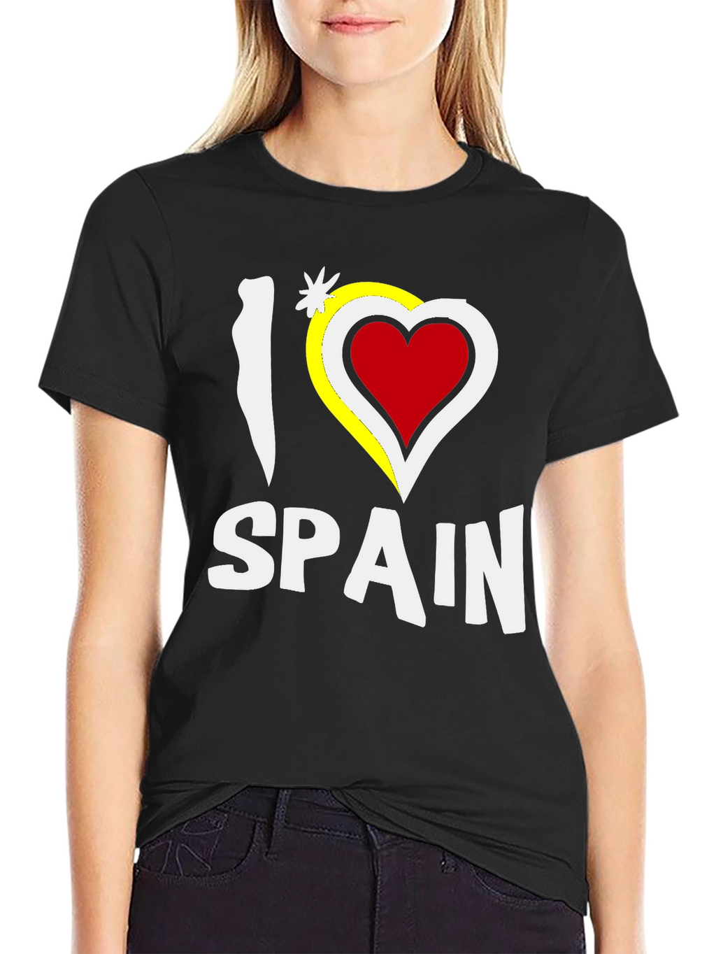 I Love Spain Black Graphic T-Shirt