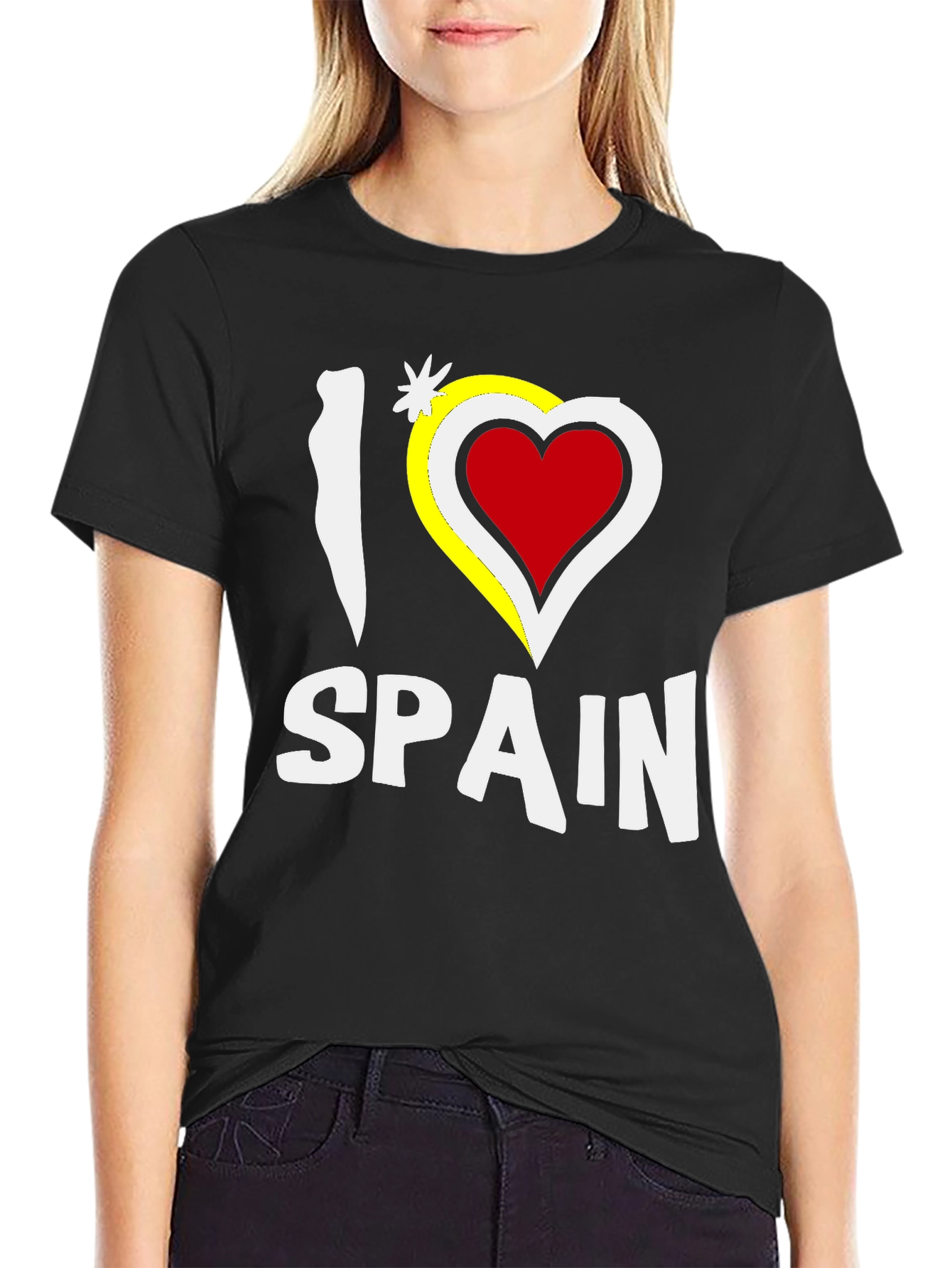I Love Spain Black Graphic T-Shirt
