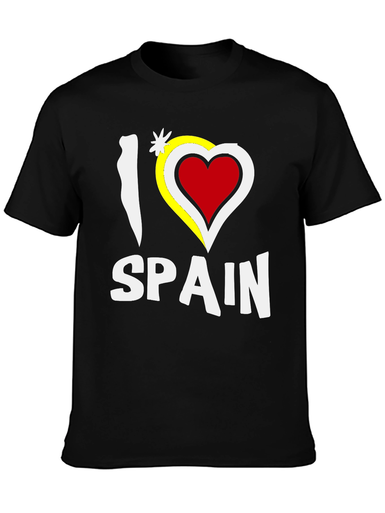 I Love Spain Black Graphic T-Shirt