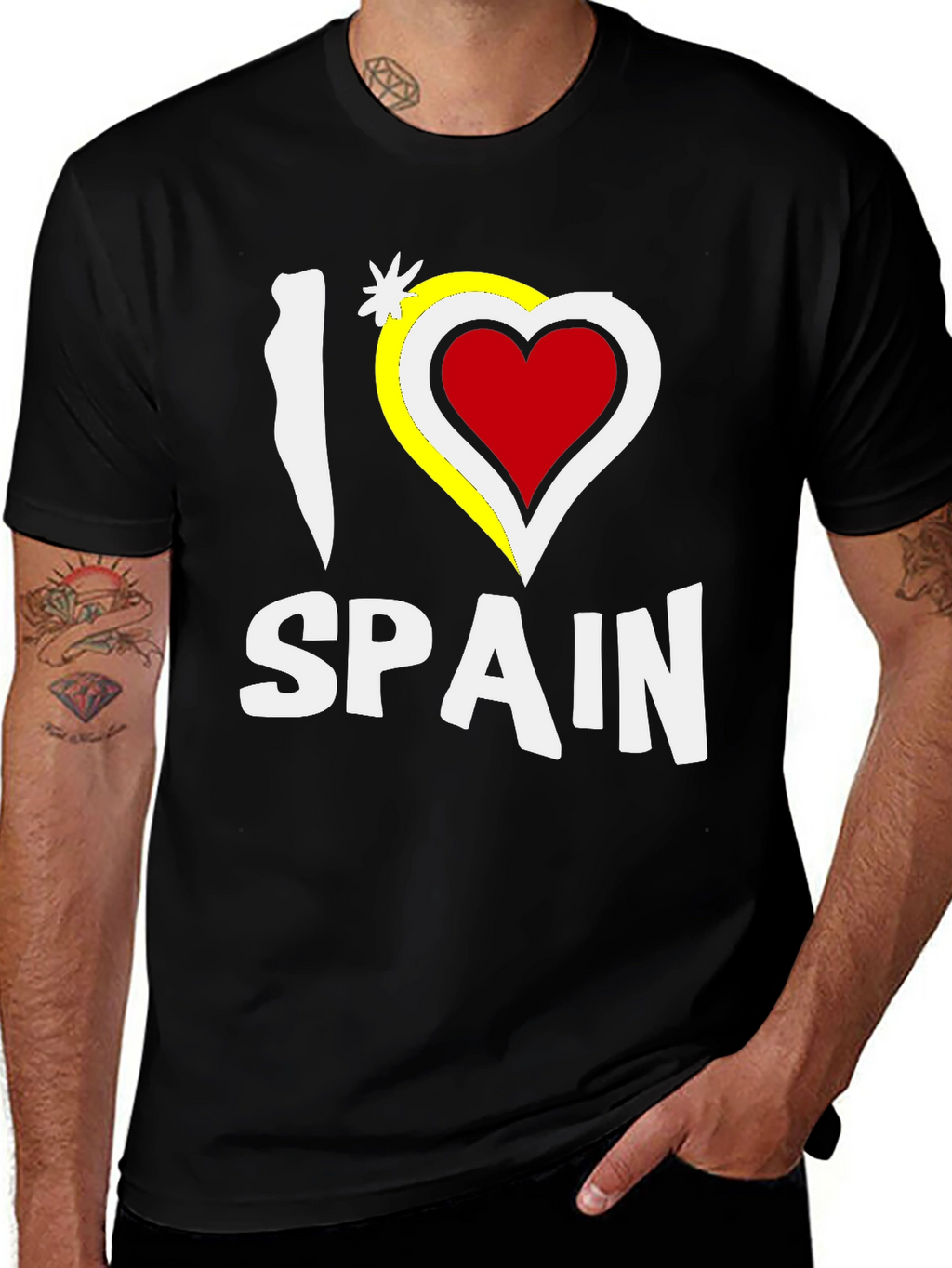 I Love Spain Black Graphic T-Shirt