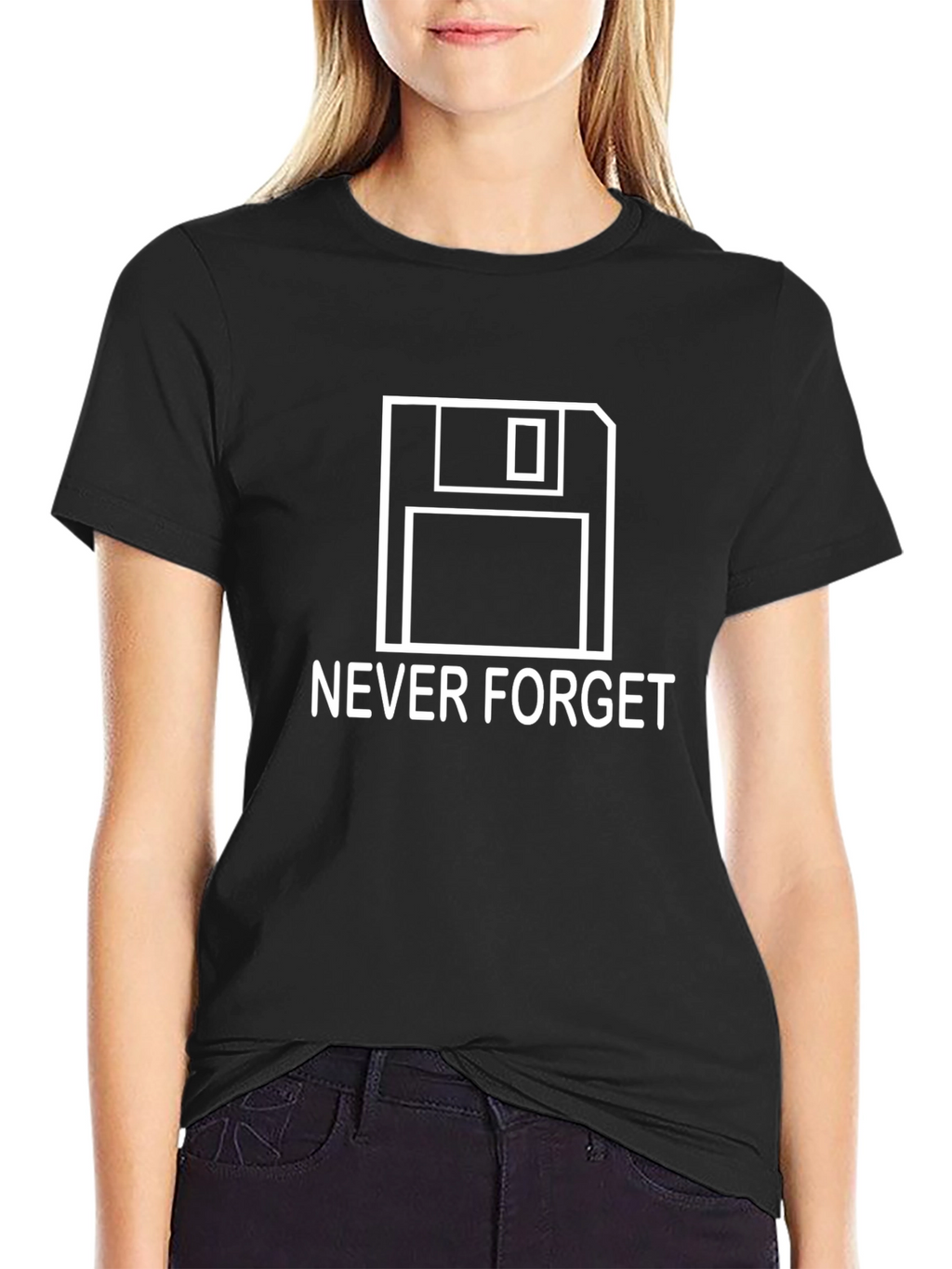 Never Forget Floppy Disk Black T-Shirt