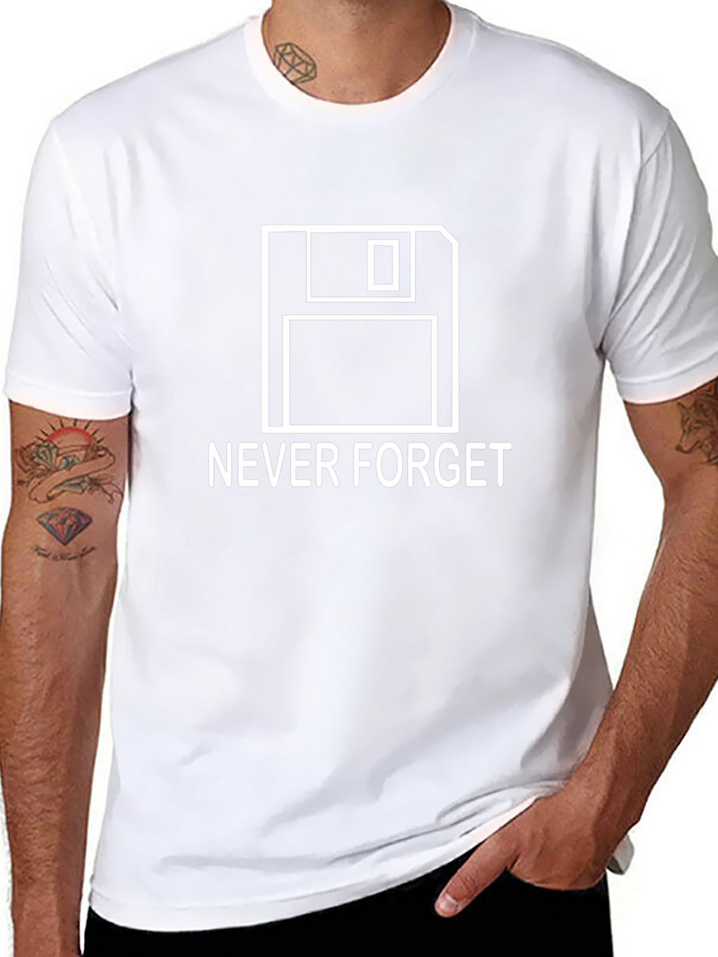 Never Forget Floppy Disk Black T-Shirt