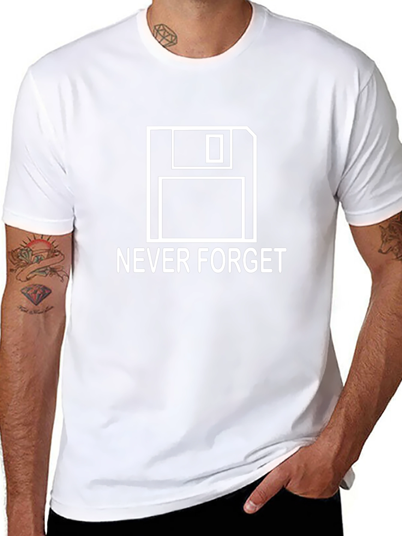 Never Forget Floppy Disk Black T-Shirt