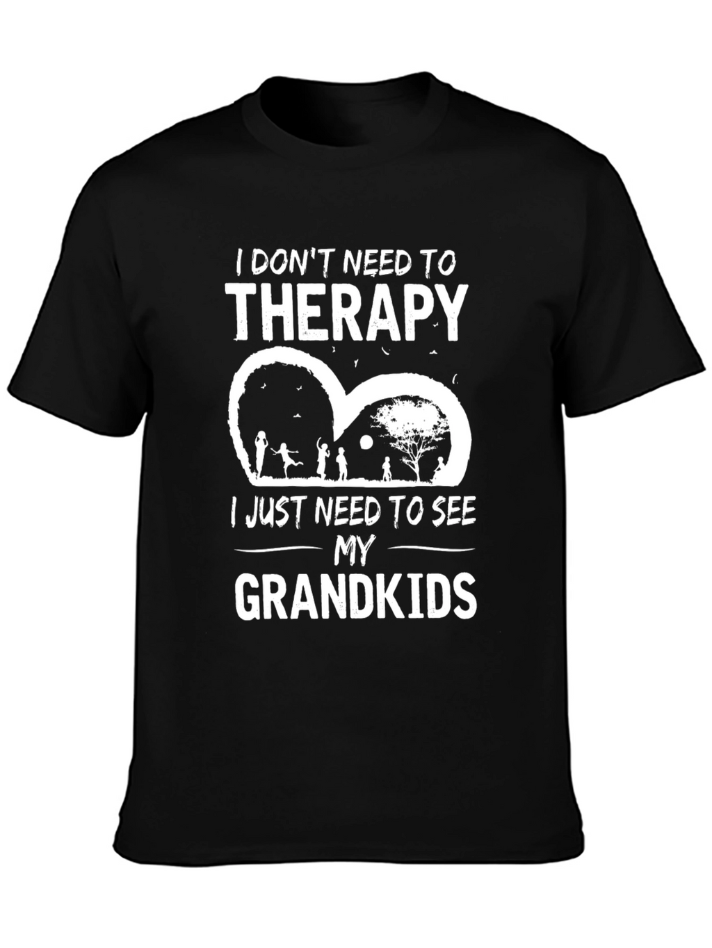 Grandkids Therapy Black Cotton Graphic T-Shirt