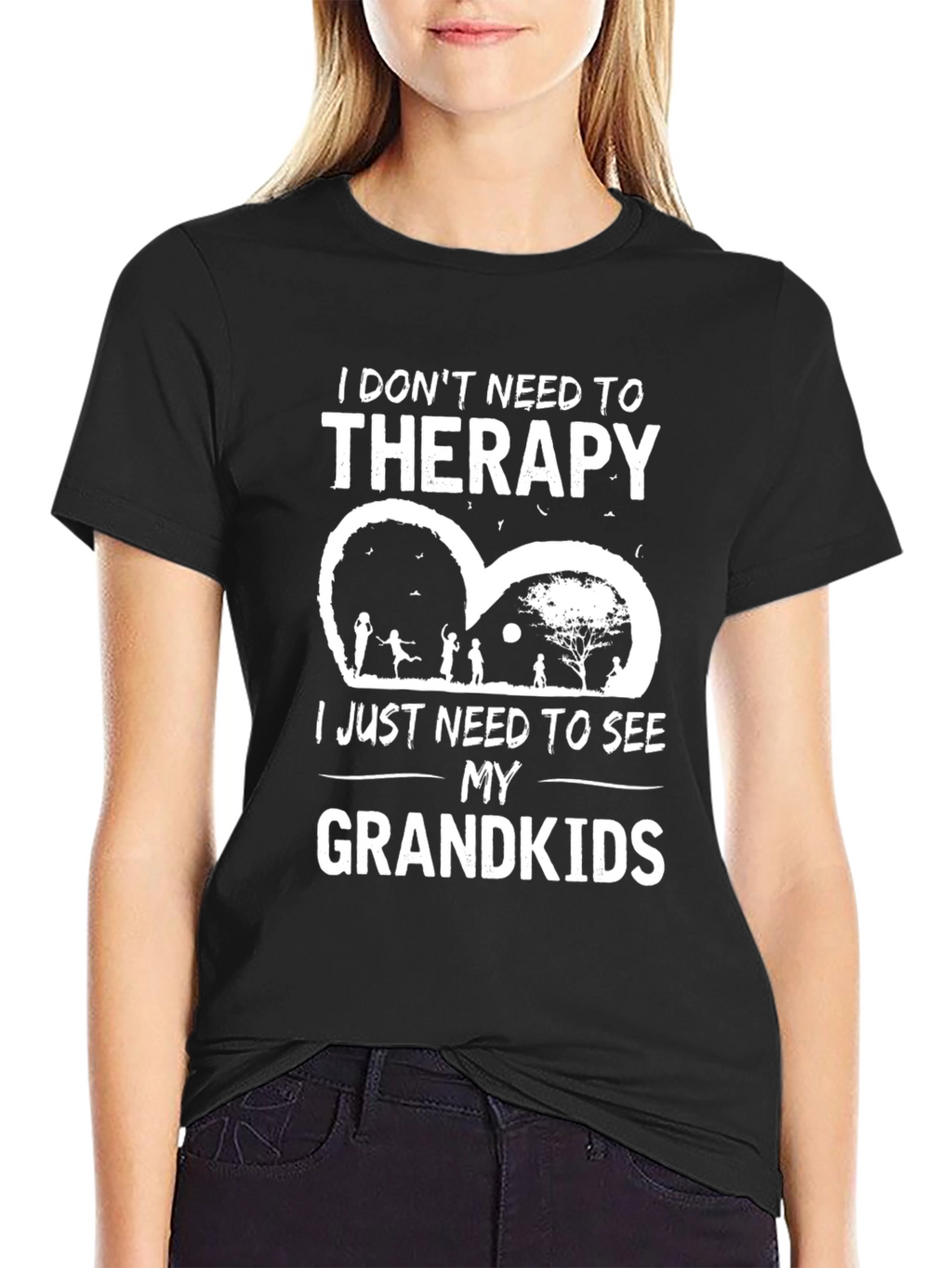Grandkids Therapy Black Cotton Graphic T-Shirt
