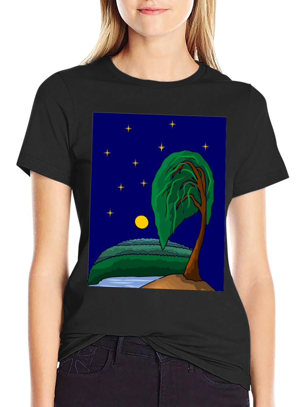 Night Sky Tree Graphic T-Shirt