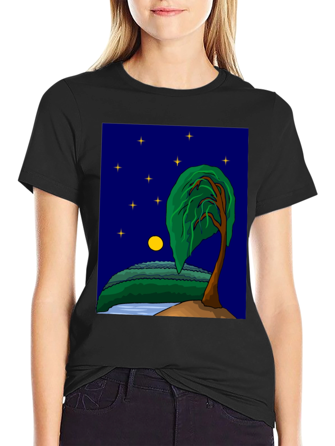 Night Sky Tree Graphic T-Shirt