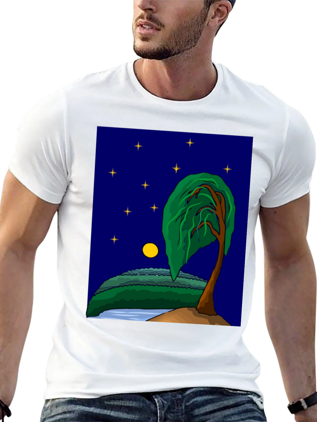 Night Sky Tree Graphic T-Shirt