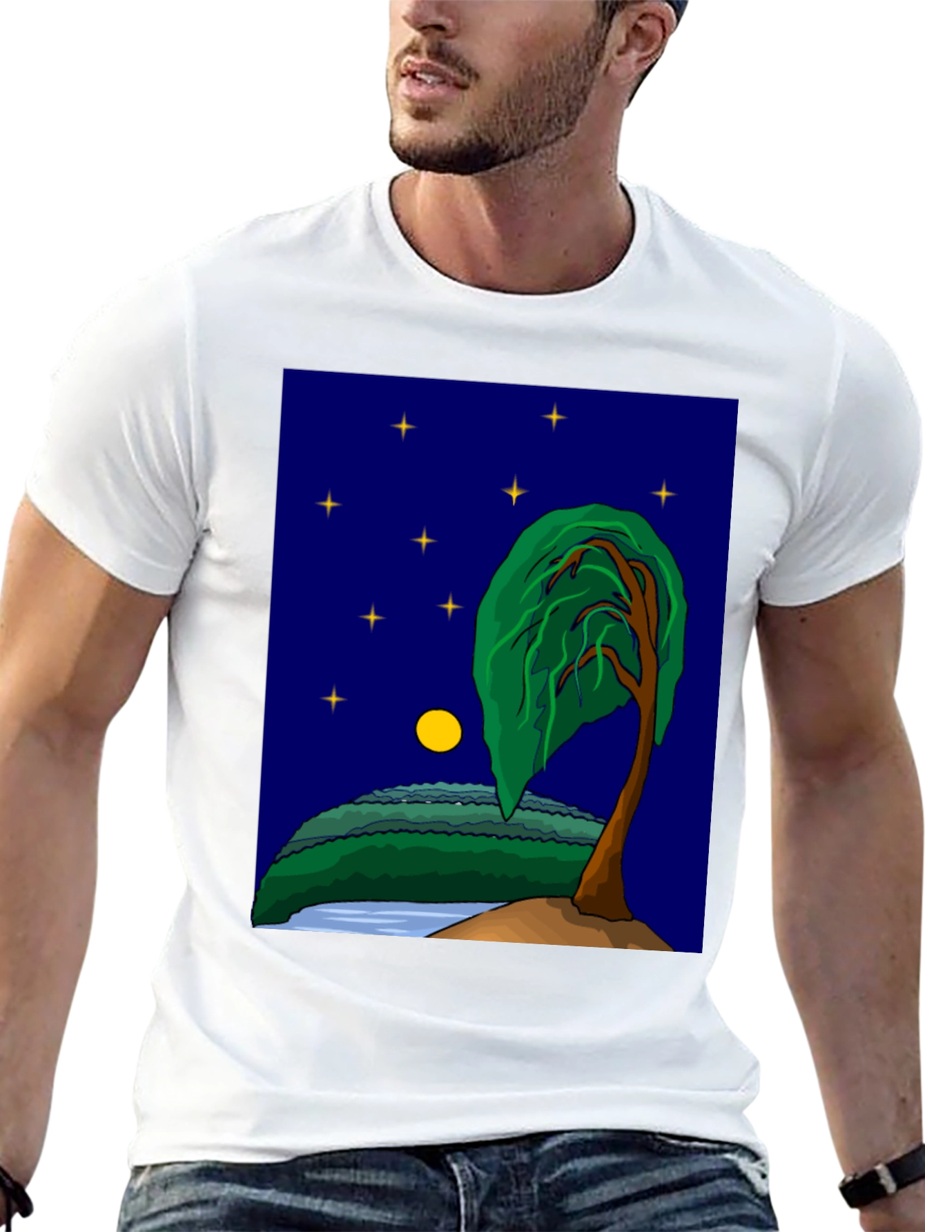 Night Sky Tree Graphic T-Shirt