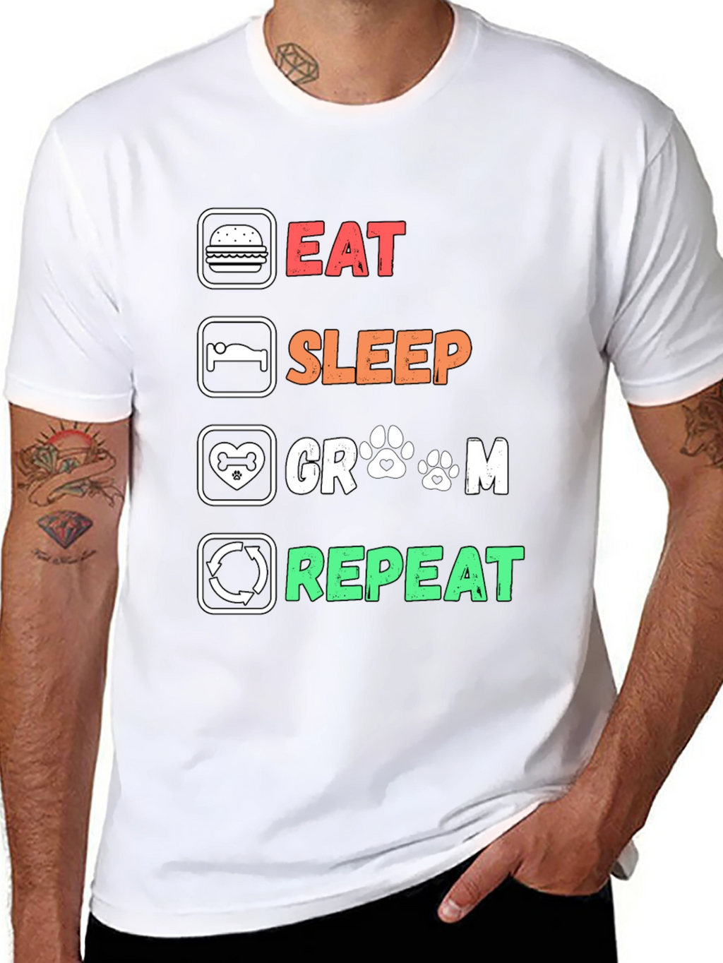Eat Sleep Groom Repeat Graphic T-Shirt
