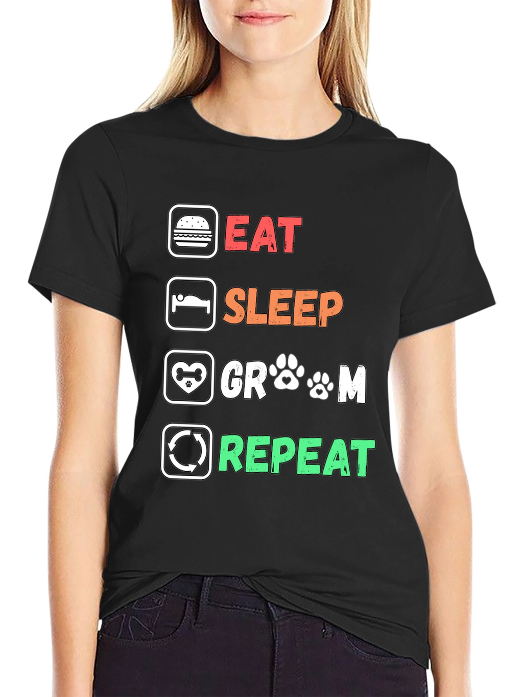 Eat Sleep Groom Repeat Graphic T-Shirt