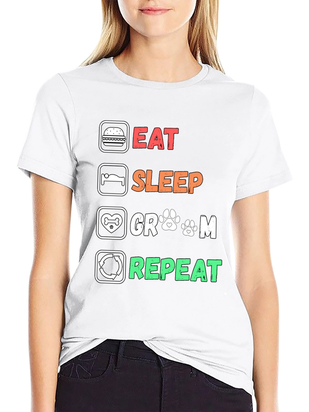Eat Sleep Groom Repeat Graphic T-Shirt